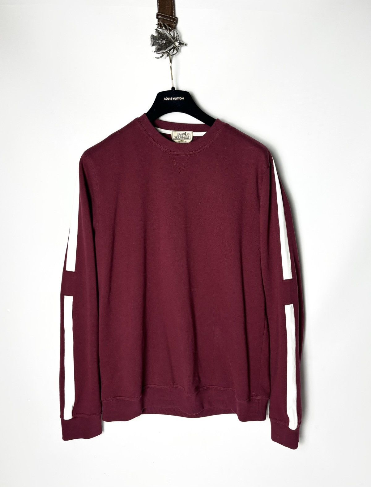 image of Hermes Sweatshirt Leather Details in Red, Men's (Size XL)