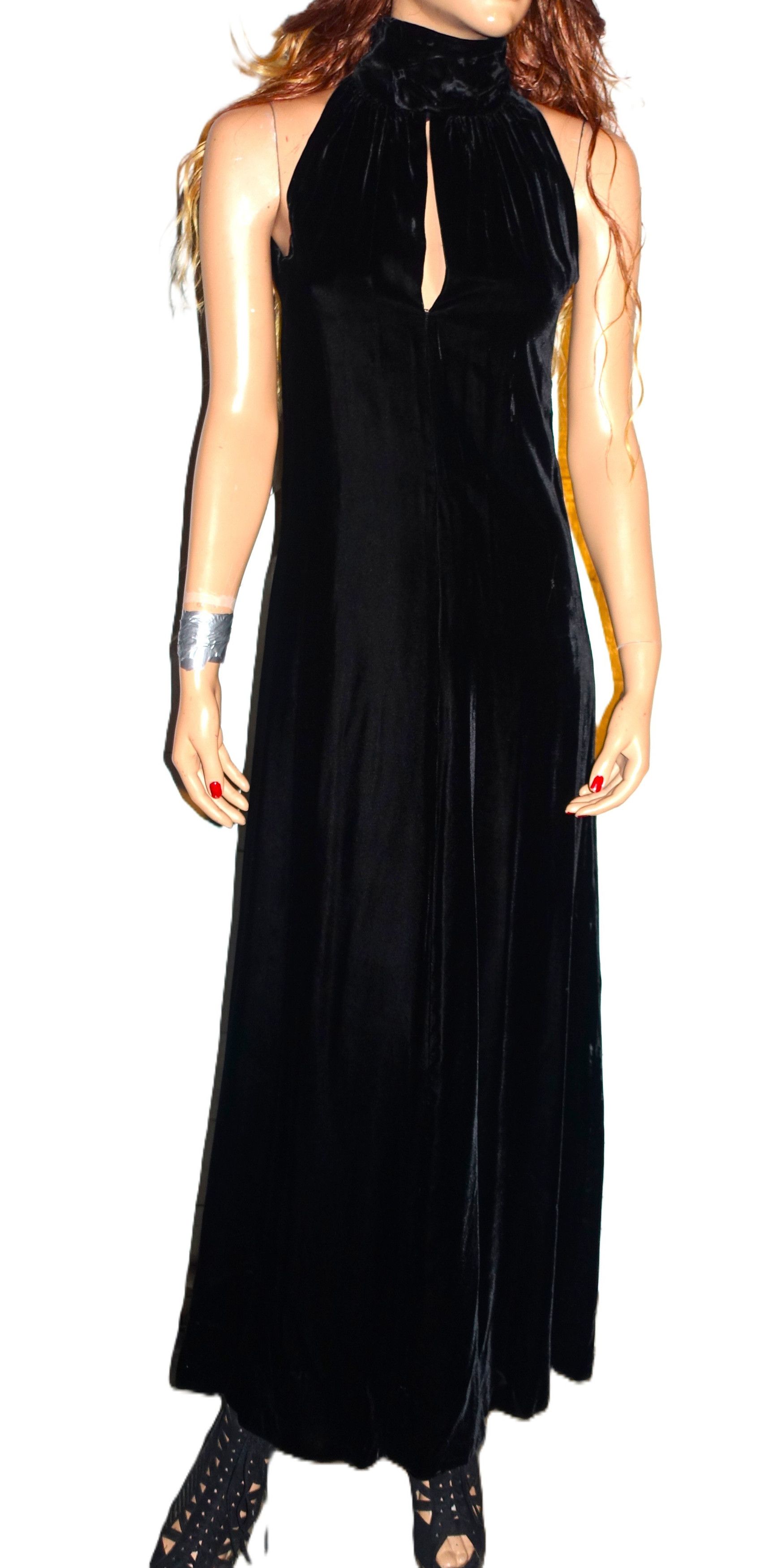 Vintage Vintage Vogue Paris Original Black Velvet Maxi Dress S Size S / US 4 / IT 40 - 3 Thumbnail