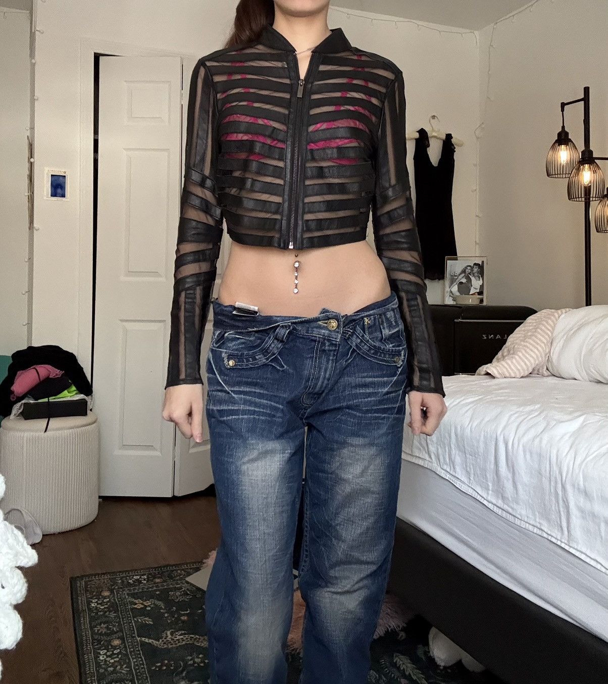 Bebe Vintage Bebe Striped Cropped Leather Jacket Size S / US 4 / IT 40 - 5 Thumbnail