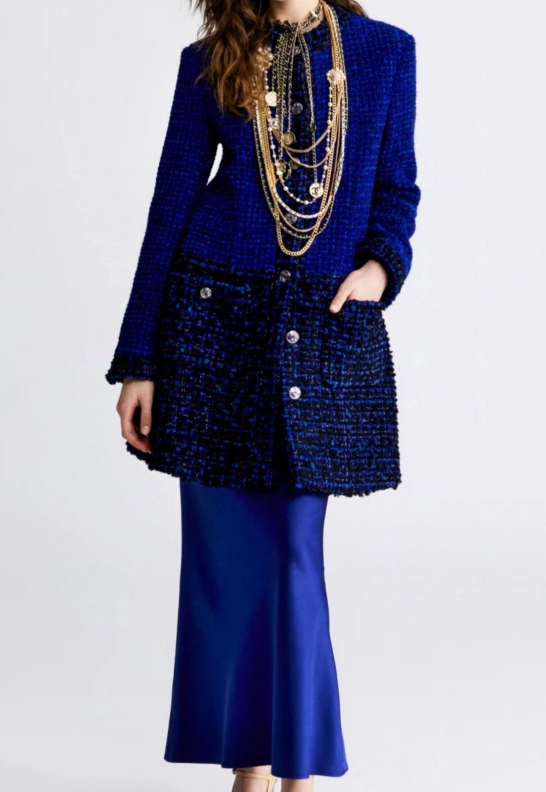 Chanel Chanel 2022 tweed blue navy coat Size S / US 4 / IT 40 - 7 Thumbnail