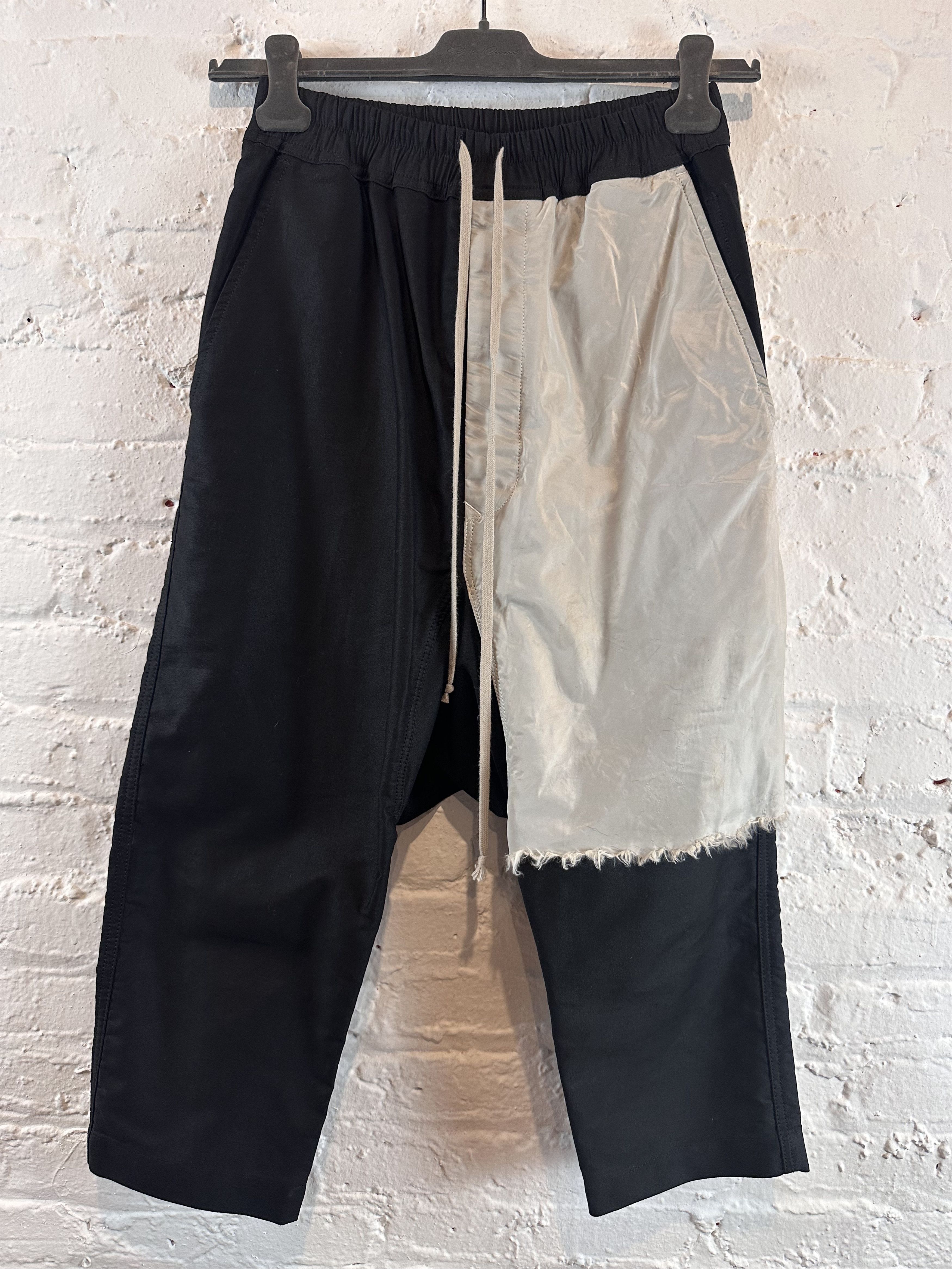 image of Rick Owens Drkshdw 19Ss Paneled Cropped Drop Crotch Trousers in Black Natural, Men's (Size 30)