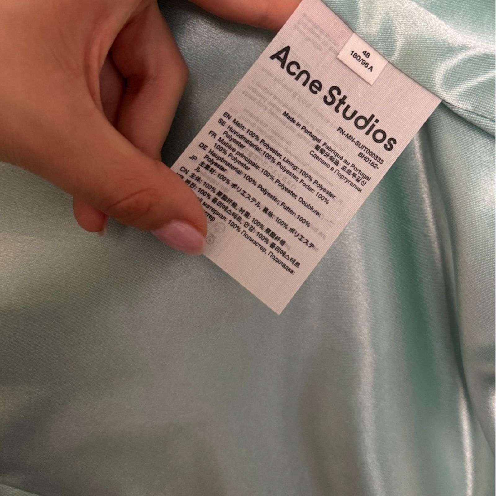 Acne Studios Acne Studios Satin Suit in Azure Blue NWT Size 38R - 3 Thumbnail