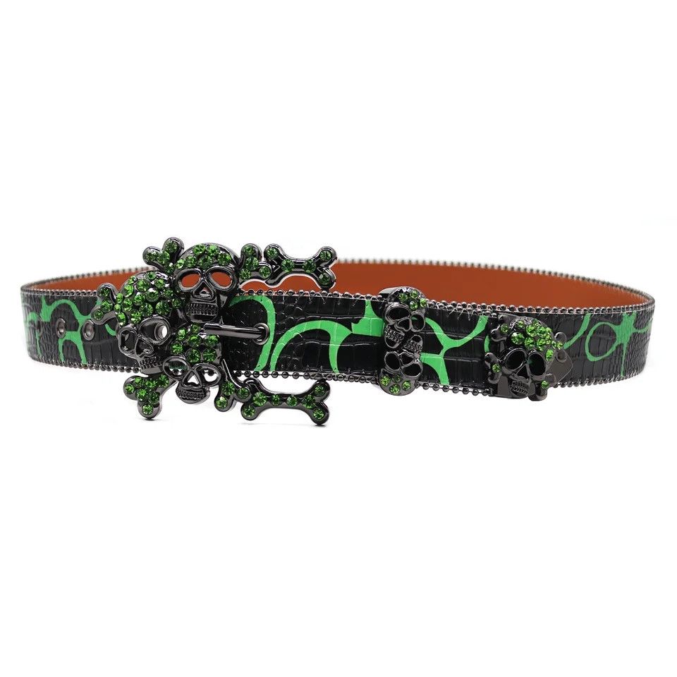Japanese Brand × Vintage Western Toxic Skull Rhinestone Belts Size 42 - 4 Thumbnail