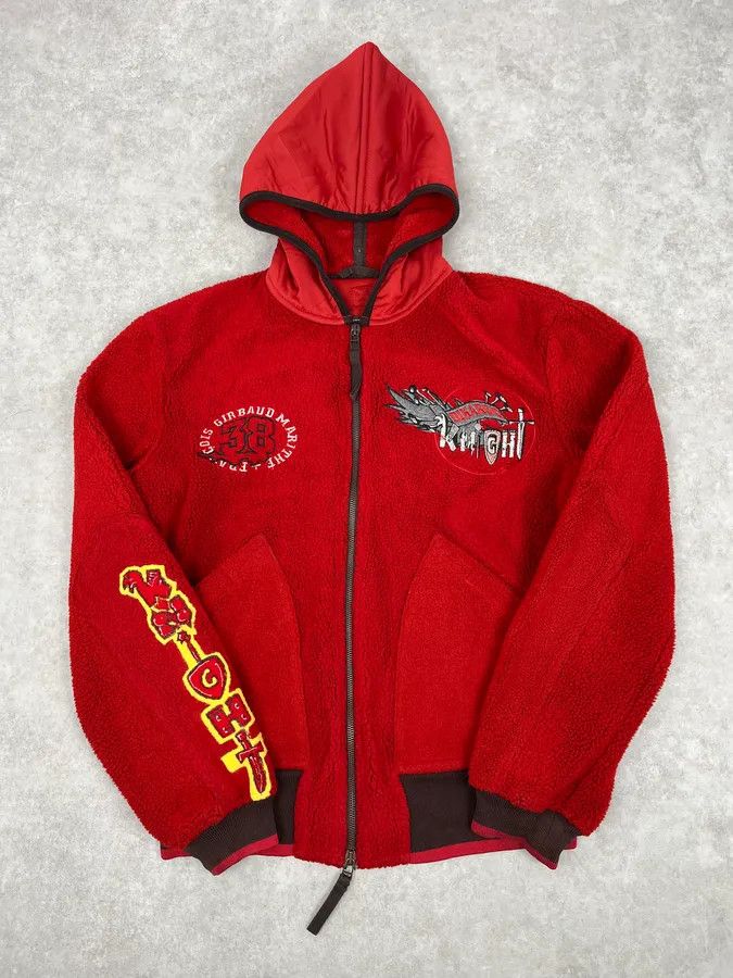 Marithe + Francois Girbaud 1990s Marithé + François Girbaud Red Fleece Embroidered Zip Jacket Size US S / EU 44-46 / 1 - 1 Thumbnail