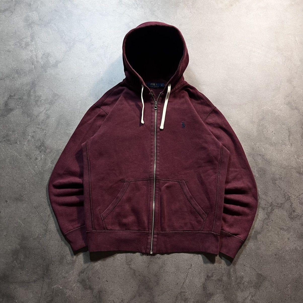 Polo Ralph Lauren Burgundy Polo Ralph Lauren Vintage Small Pony Zip Hoodie Size US M / EU 48-50 / 2 - 1 Thumbnail
