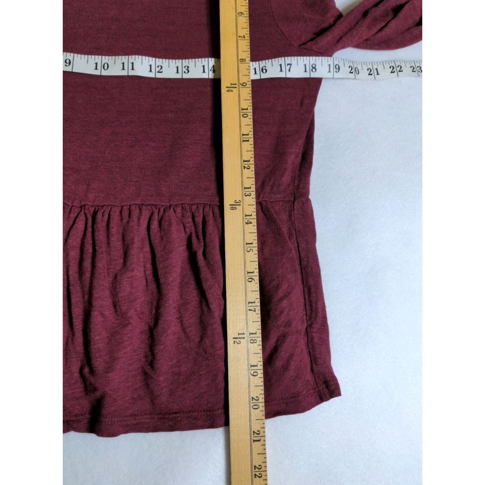 Madewell Madewell T-Shirt Women XS Red Linen Ruffle Long Sleeve Knit Top Casual Basic 100% Linen Shirt Mens? Size XS / US 0-2 / IT 36-38 - 3 Thumbnail