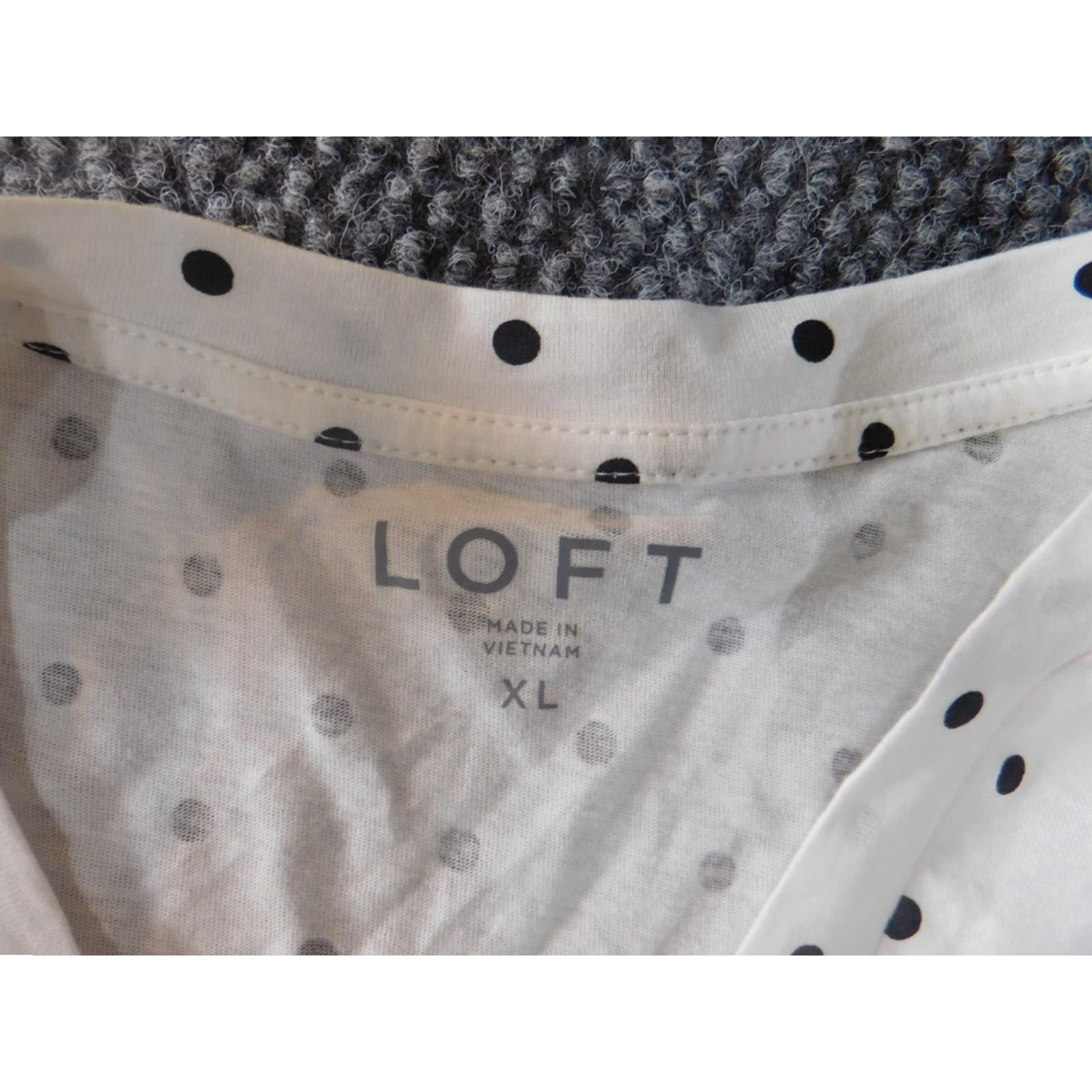 Ann Taylor Loft Ann Taylor Loft Blouse White XL V-Neck Long Sleeve Casual Shirt Womens Regular Button Pullover Cotton Down White Dot Size XL / US 12-14 / IT 48-50 - 7 Thumbnail