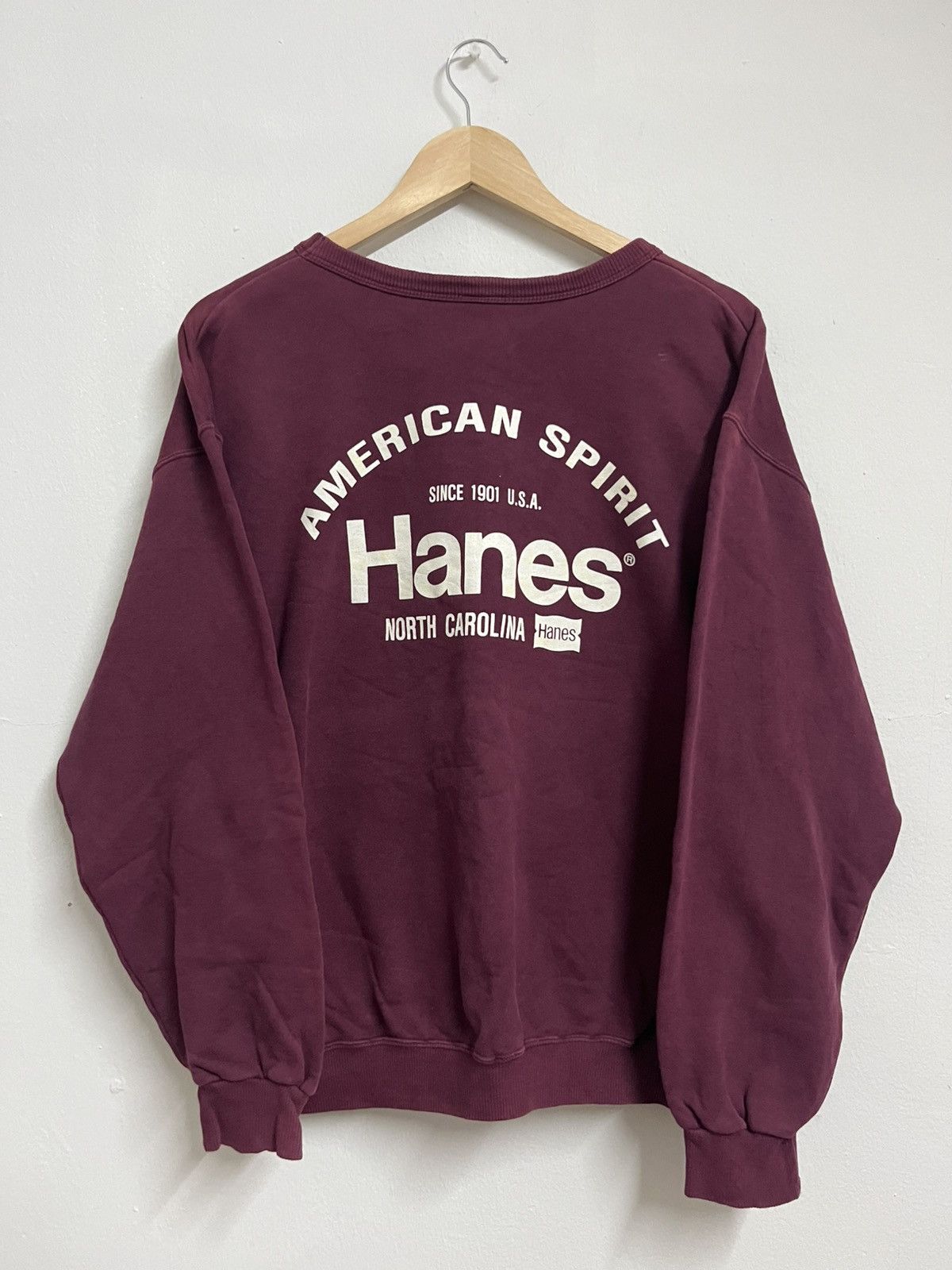 Hanes 💥Steal💥 Vintage 90s HANES AMERICAN SPIRIT Maroon Pullover Size US L / EU 52-54 / 3 - 1 Thumbnail