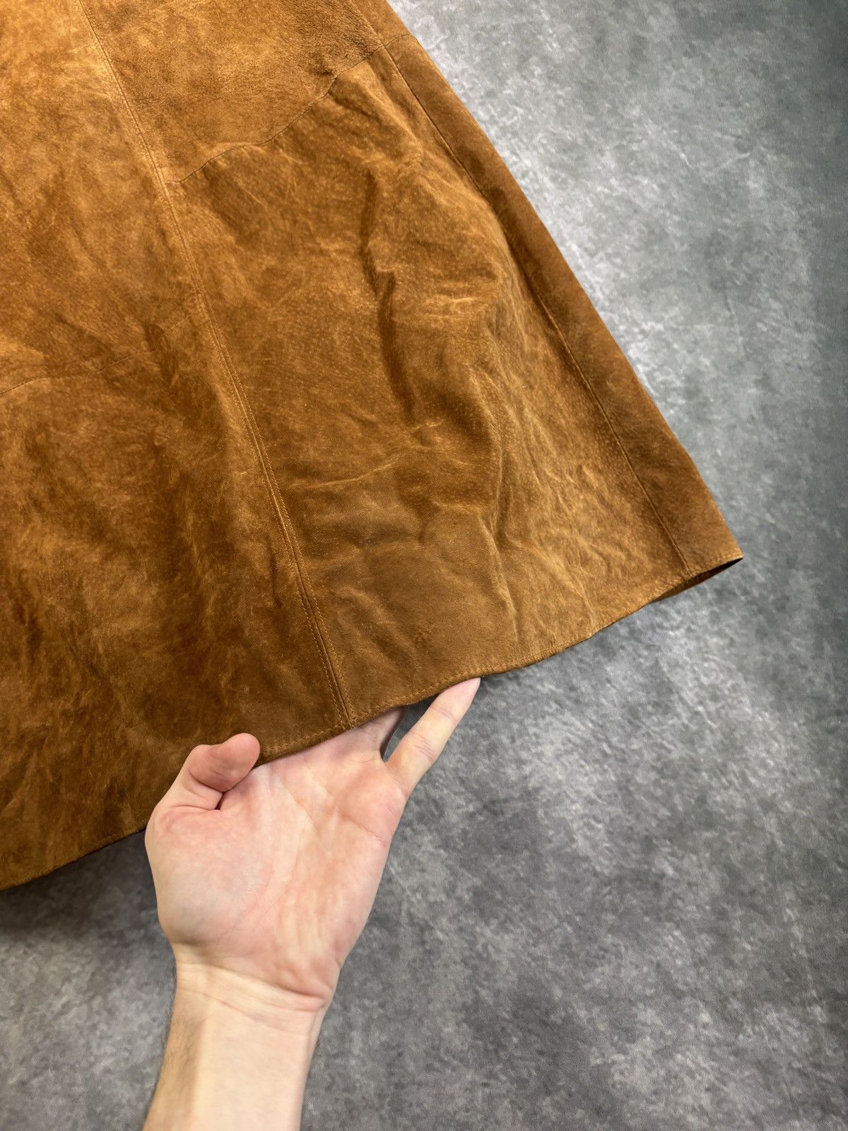 Leather × Marks & Spencer × Vintage 1960s Vintage Suede Skirt 1970s Suede Maxi Skirt St. Michael Size 28" / US 6 / IT 42 - 11 Thumbnail