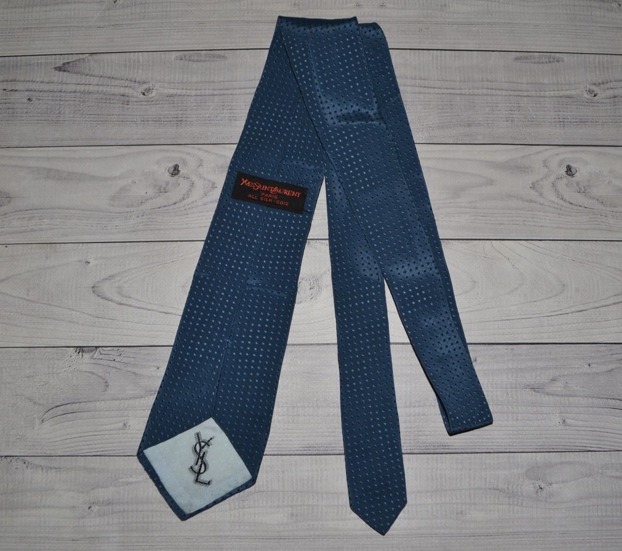 Yves Saint Laurent Vintage Tie Yves Saint Laurent Paris Blue All Silk-Soie Size ONE SIZE - 4 Thumbnail