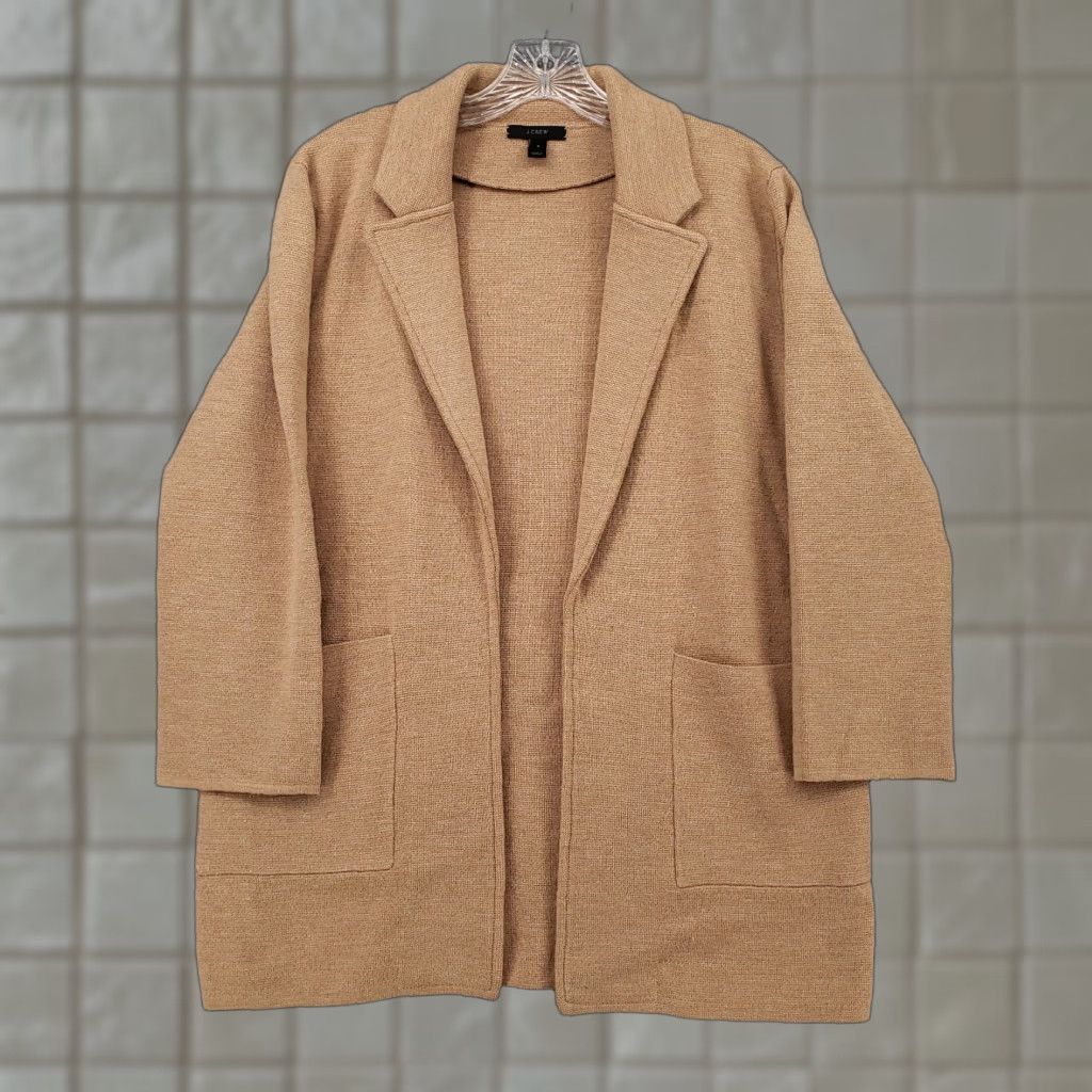 J.CREW Cardigan Sweater Women S Brown 3/4 Sleeve Open Front Lightweight  Knit Casual Blazer, image size:1024x1024