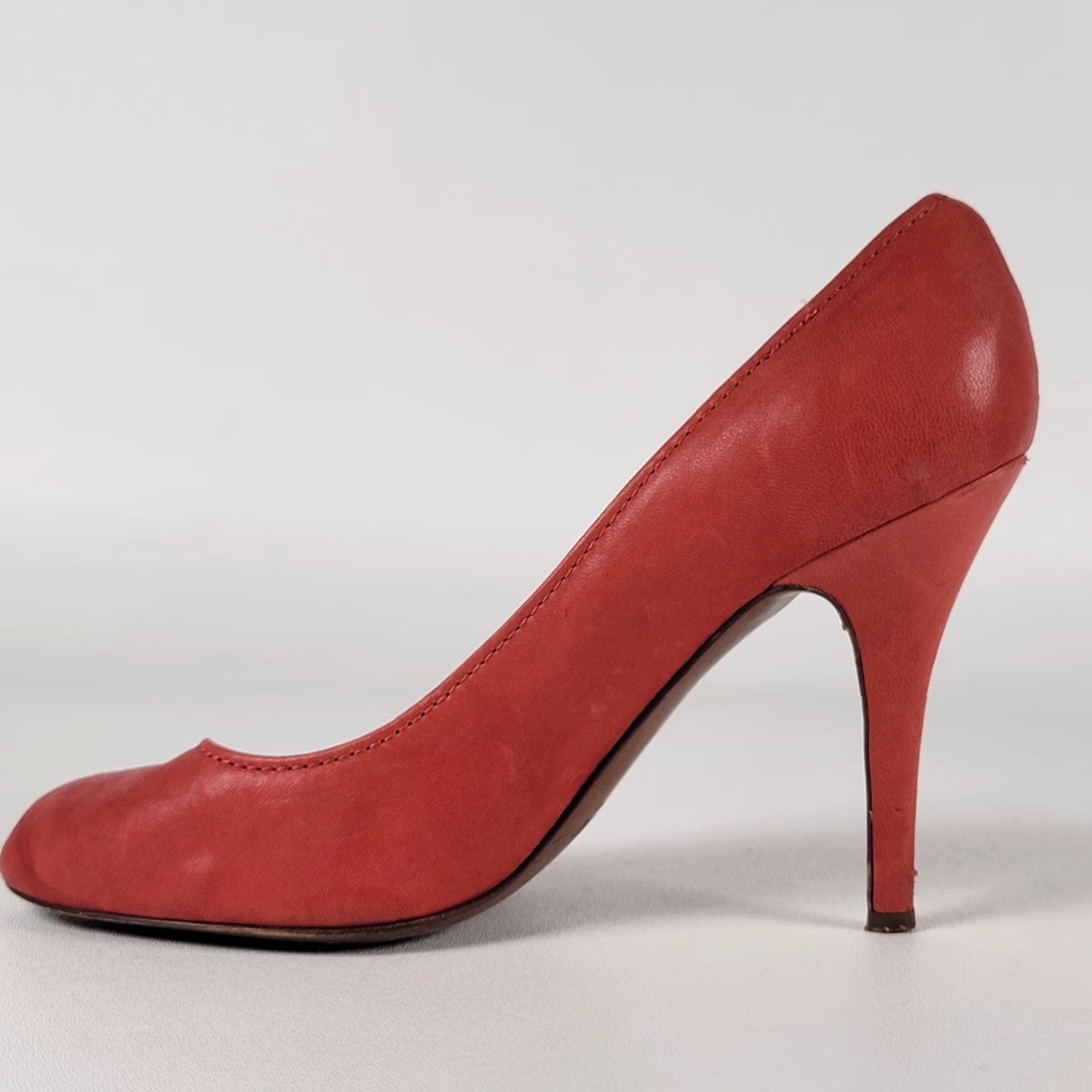 J.Crew J. Crew Pumps Coral Leather Heels Round Toe Slip On 9.5 Women City Modern Classic Colorful Stiletto Heel - Made in Italy Size US 10 / IT 40 - 5 Thumbnail