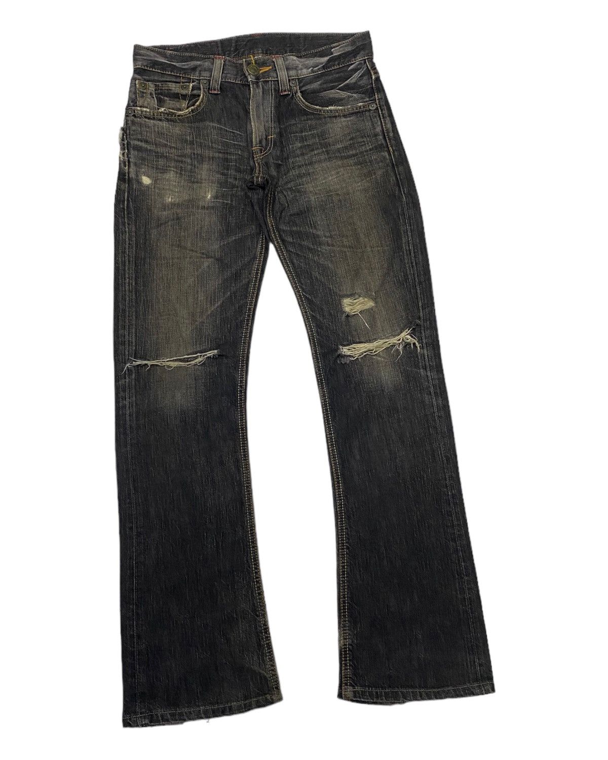 If Six Was Nine × Le Grande Bleu (L.G.B.) 🔥EDWIN FLARE DISTRESSED DENIM JEANS IFSIXWASNINE LGB STYLE Size US 30 / EU 46 - 3 Thumbnail
