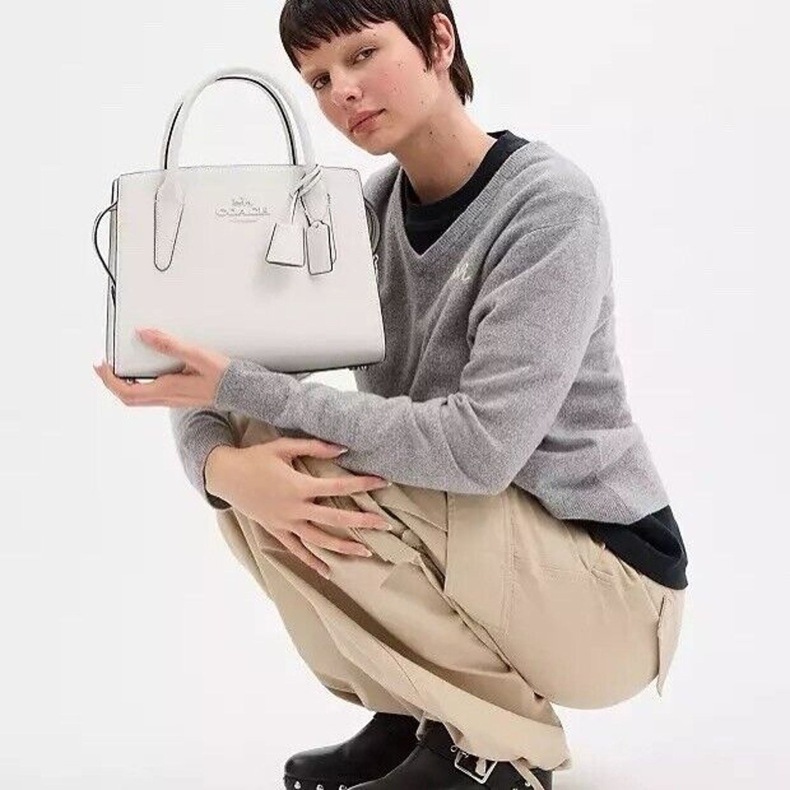 Coach NWT COACH Large Andrea Carryall Bag Chalk CP086 Size ONE SIZE - 7 Thumbnail