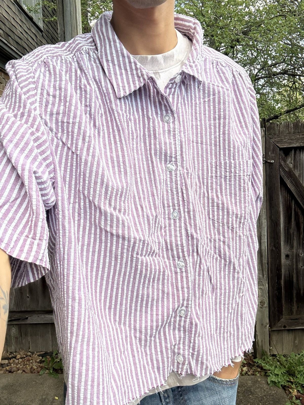 Other Short Sleeve Collared Button-Down Distressed Purple Shirt Size US XXL / EU 58 / 5 - 1 Thumbnail