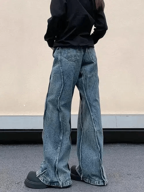 Japanese Brand × Jean Baggy retro washed wide-leg jeans Size US 34 / EU 50 - 4 Thumbnail
