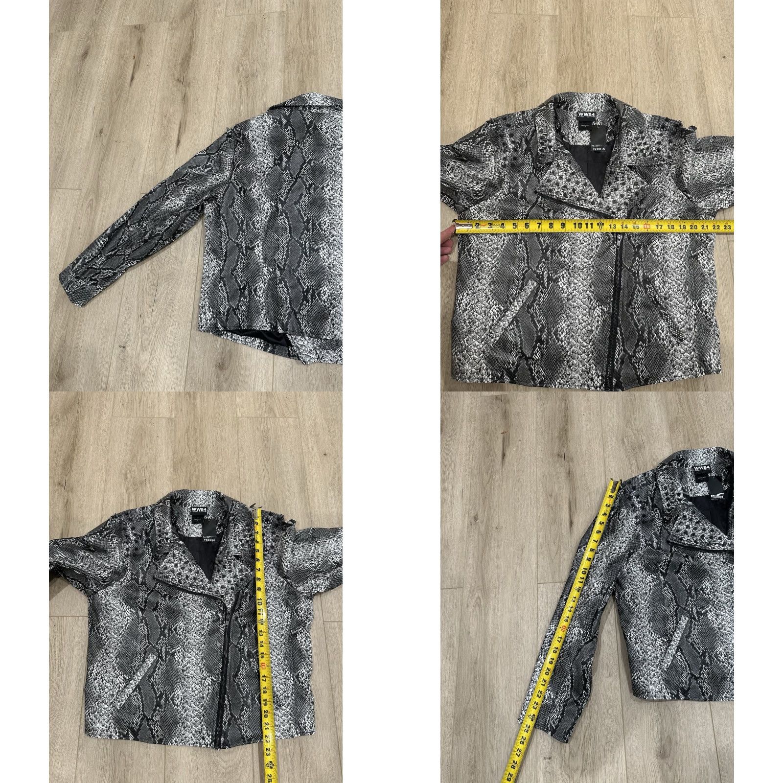Torrid VINTAGE Wonder Woman 1984 Jacket Women 2XL Gray Slitherskin Studded Faux Leather Torrid Motorcycle Jacket Women Size XXL / US 16-18 / IT 52-54 - 9 Thumbnail