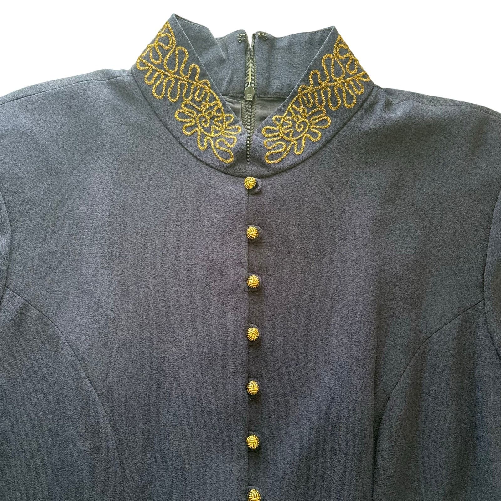 Liz Claiborne Liz Claiborne Blue Mandarin Collar Midi Dress Gold Buttons Size XL / US 12-14 / IT 48-50 - 5 Thumbnail