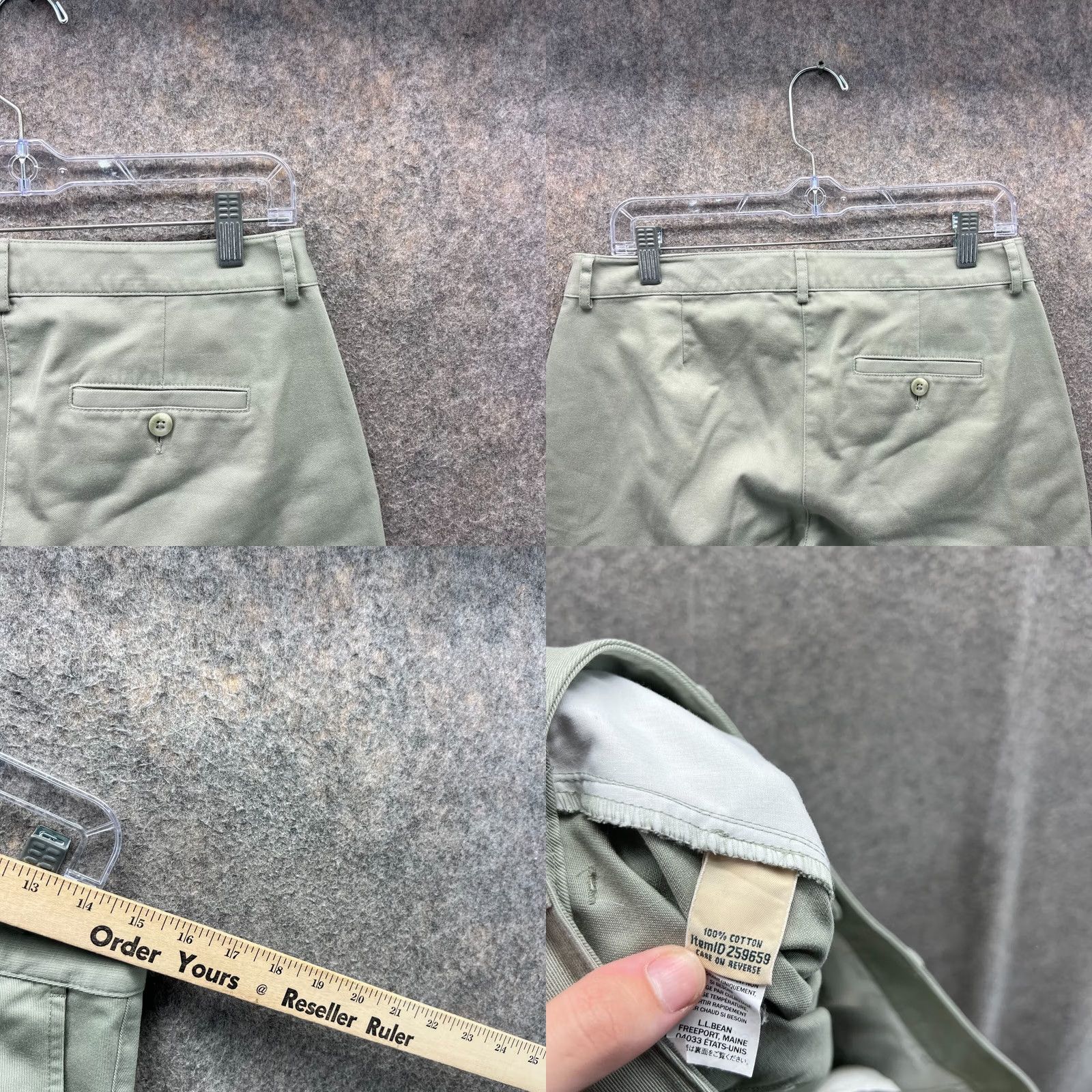 Vintage LL Bean Pants Women 6 Regular Green Chino Flat Front 28 Inseam Button Pockets Casual Spring Summer Fall Winter Old? Size 28" / US 6 / IT 42 - 8 Thumbnail