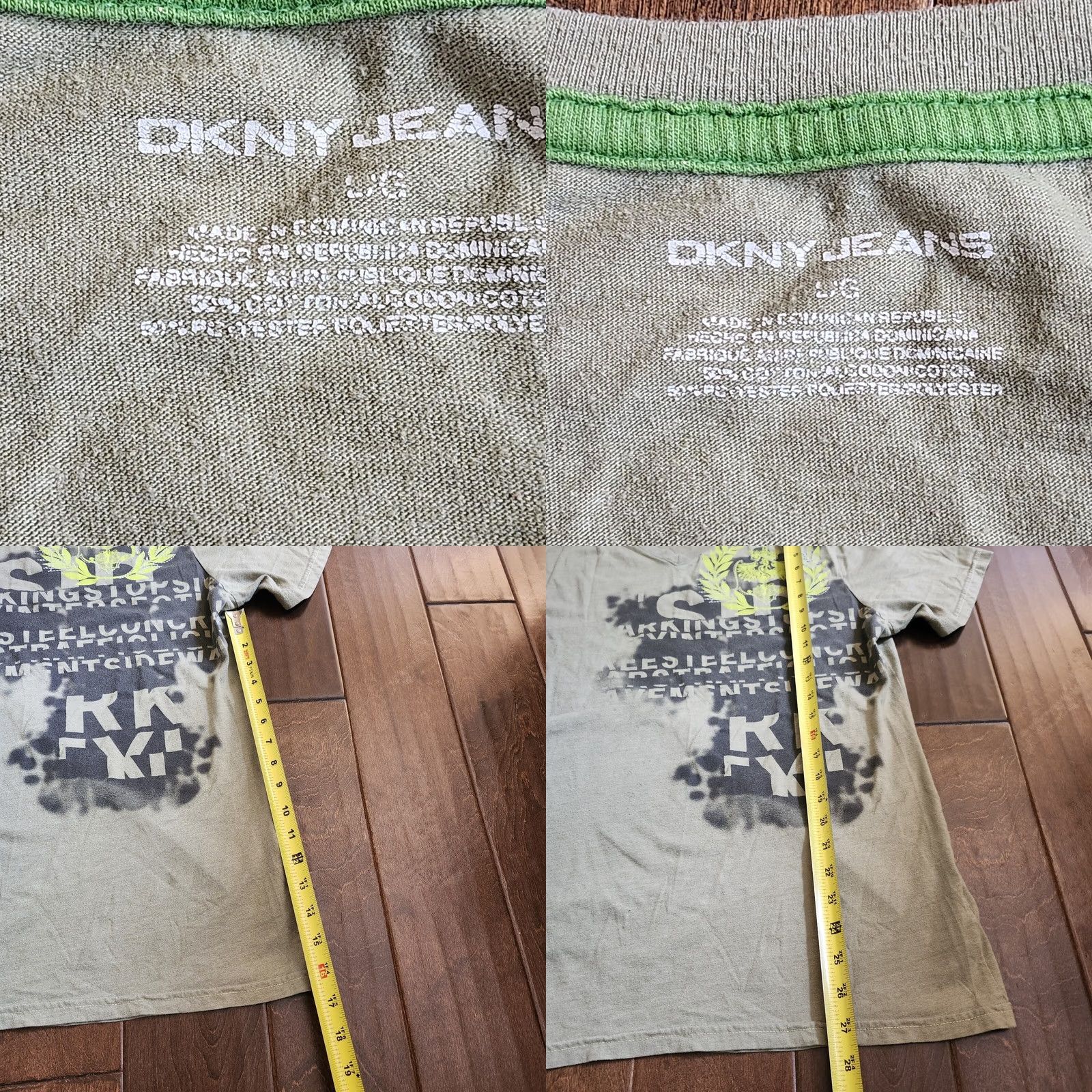 DKNY DKNY T-Shirt Men Green V-Neck Short Sleeve Size L Regular Cotton Polyester Graphic Print Shirt Mens Size US L / EU 52-54 / 3 - 8 Thumbnail
