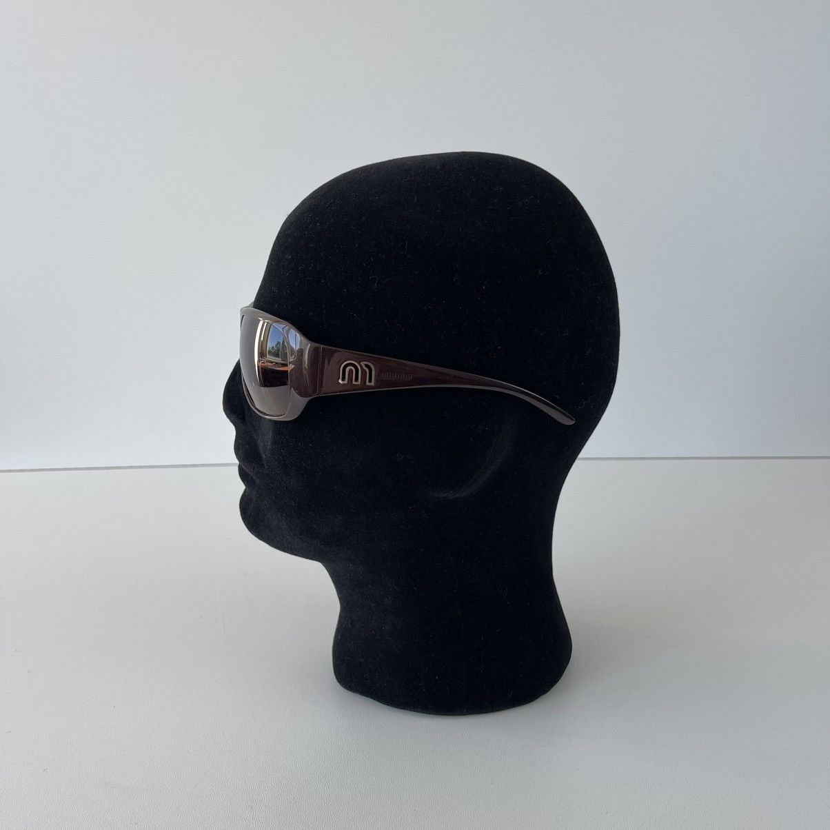 Miu Miu MIU MIU Womenʼs Designer Logo Sunglasses Wrap Brown SMUO8H Size ONE SIZE - 2 Thumbnail