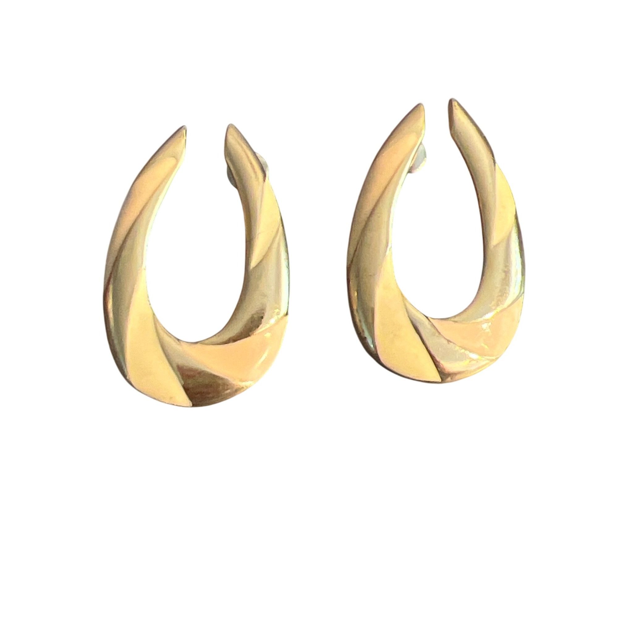 Other Vintage Gold Tone Cream Enamel Earrings Twisted Teardrop 1.5 Size ONE SIZE - 1 Thumbnail