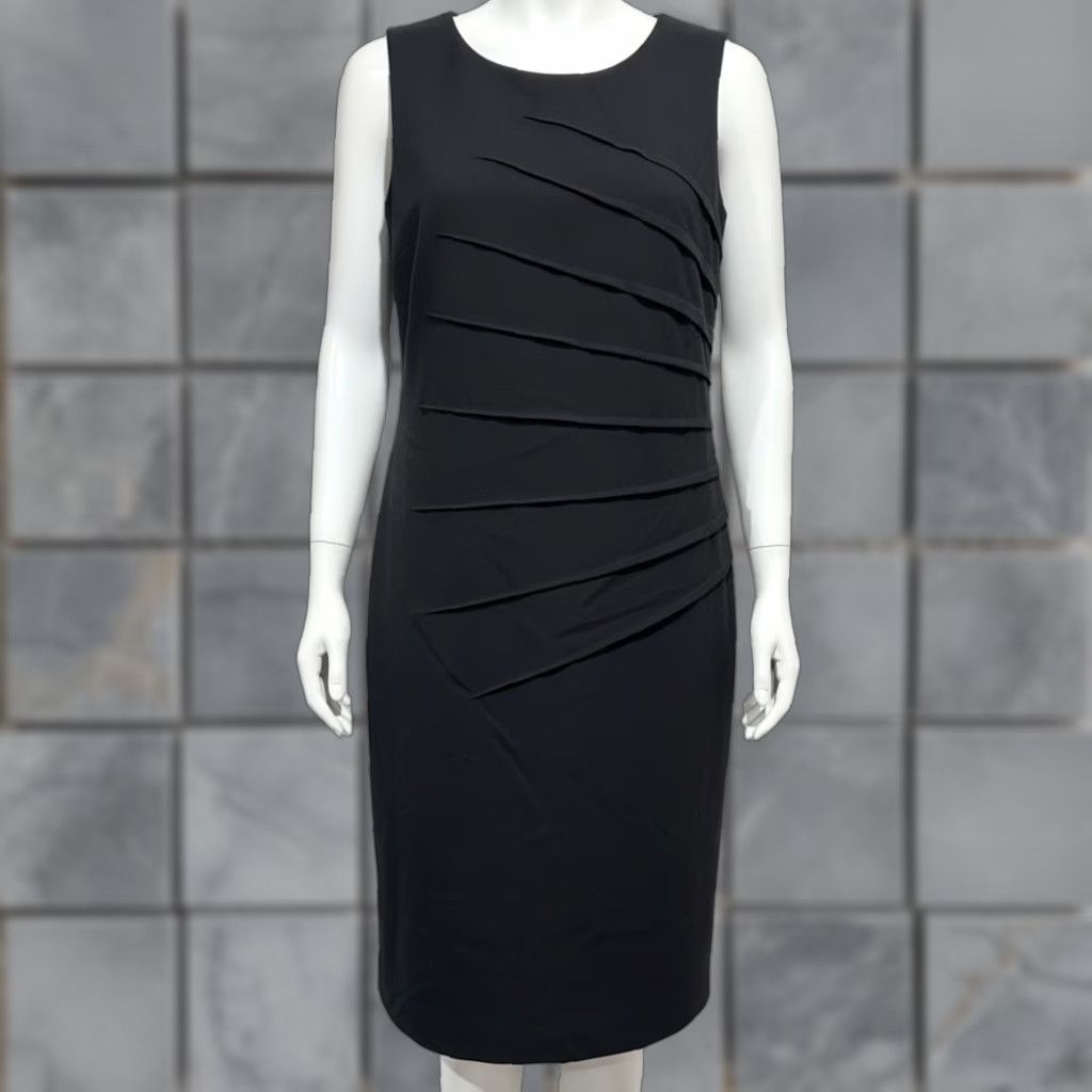 Calvin Klein Calvin Klein Dress Midi Sheath Black Size 8 Sleeveless LBD Women Office Cocktail Party Formal Mild Ruched Vintage No? Size M / US 6-8 / IT 42-44 - 1 Thumbnail