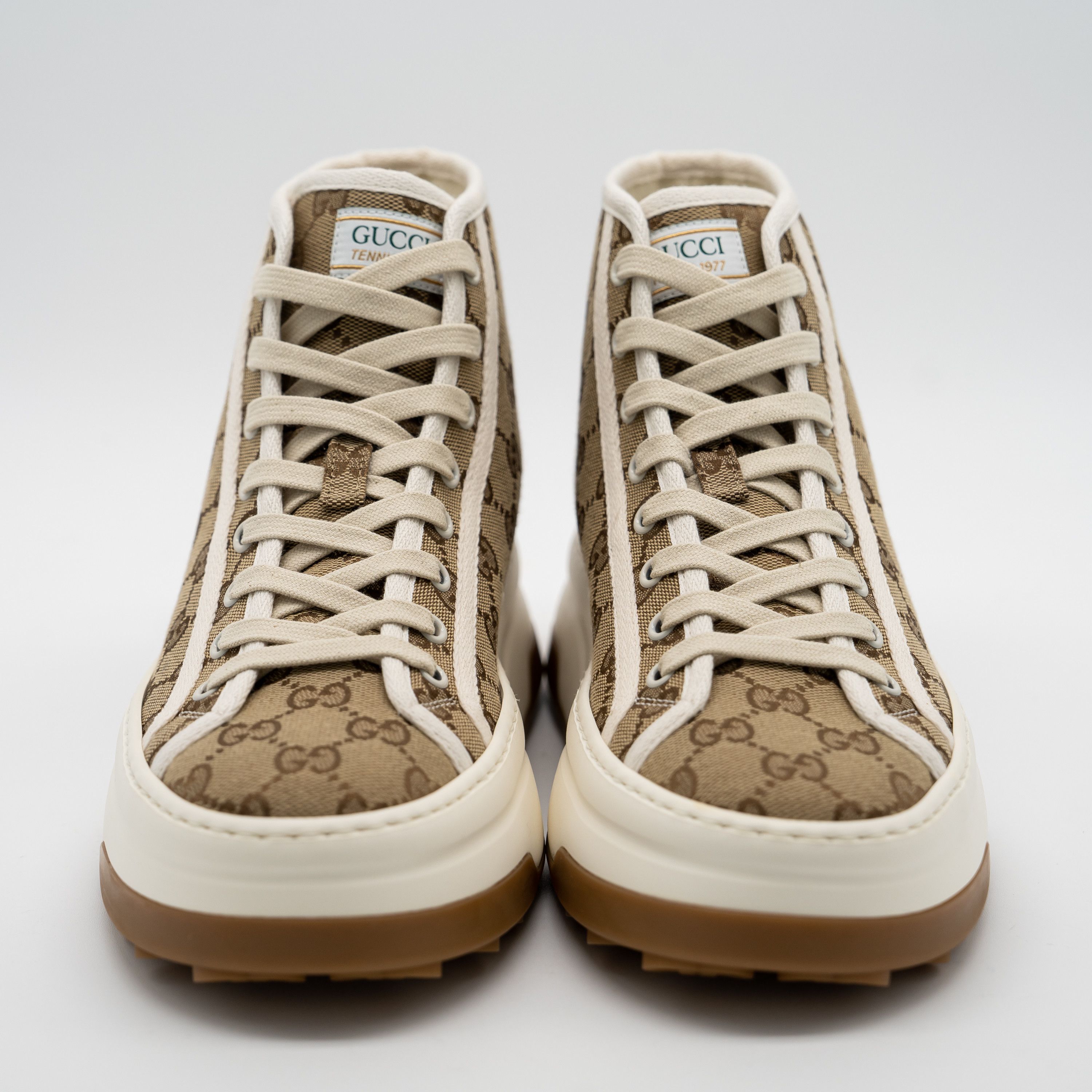 Gucci 40.5G Gucci Tennis Platform GG Canvas Beige Brown Sneakers Size US 10.5 / IT 40.5 - 2 Thumbnail
