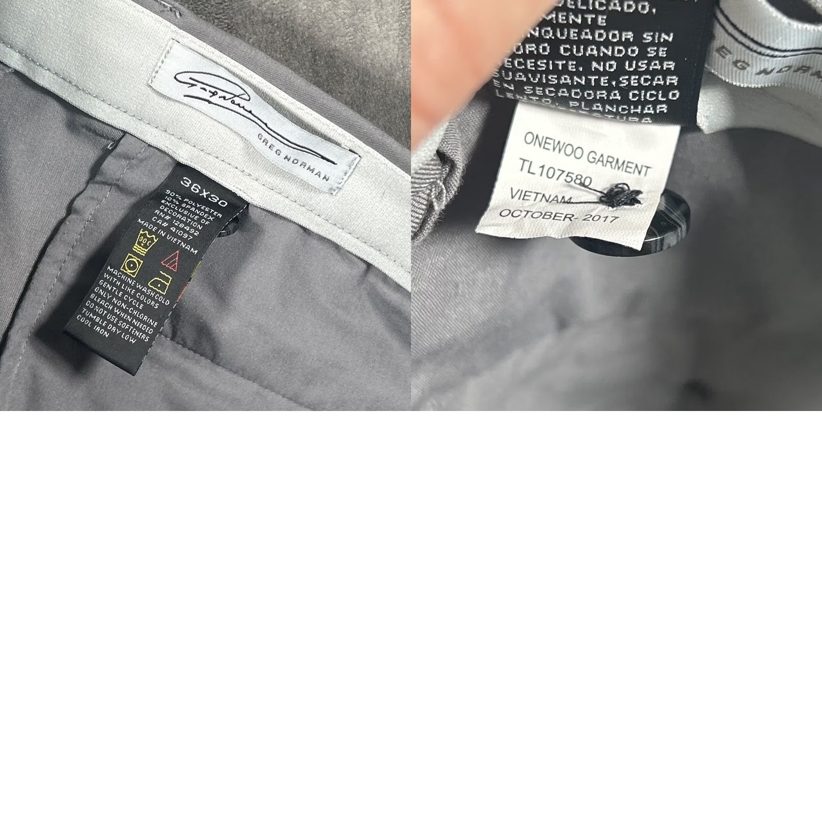Vintage Greg Norman Golf Pants Mens 36x30 Gray Performance Stretch Pockets Size US 36 / EU 52 - 8 Thumbnail