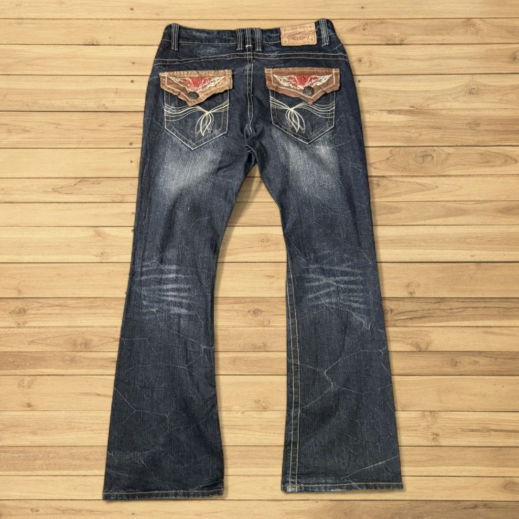 If Six Was Nine Insane Japanese Leather Flared Sick Soul Distressed Y2K LGB Size US 34 / EU 50 - 3 Thumbnail