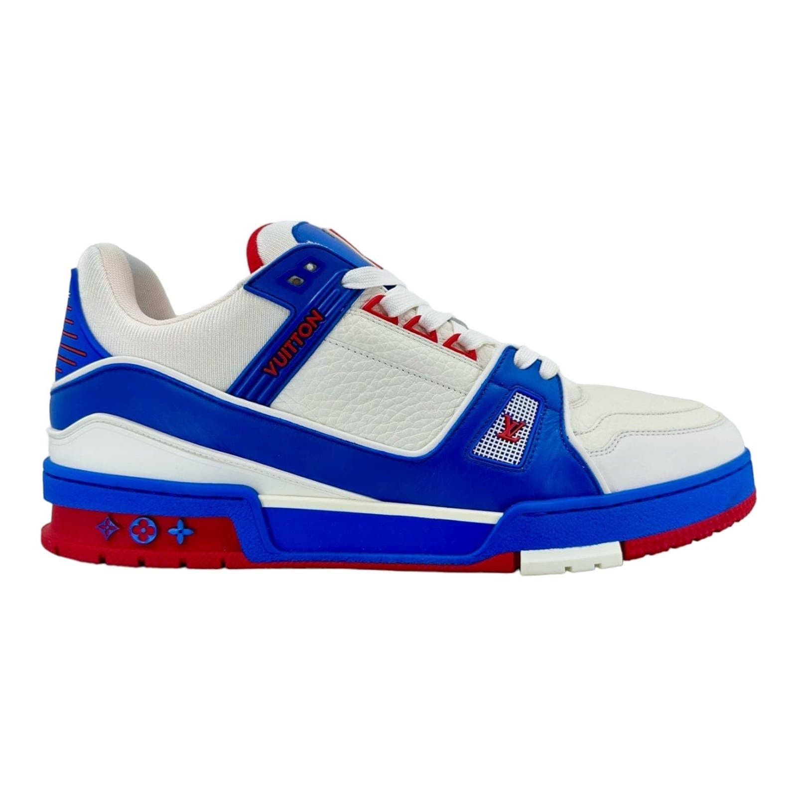 image of Louis Vuitton Lv Trainer Low Red White Blue Pre-Owned Shoes, Men's (Size 9)