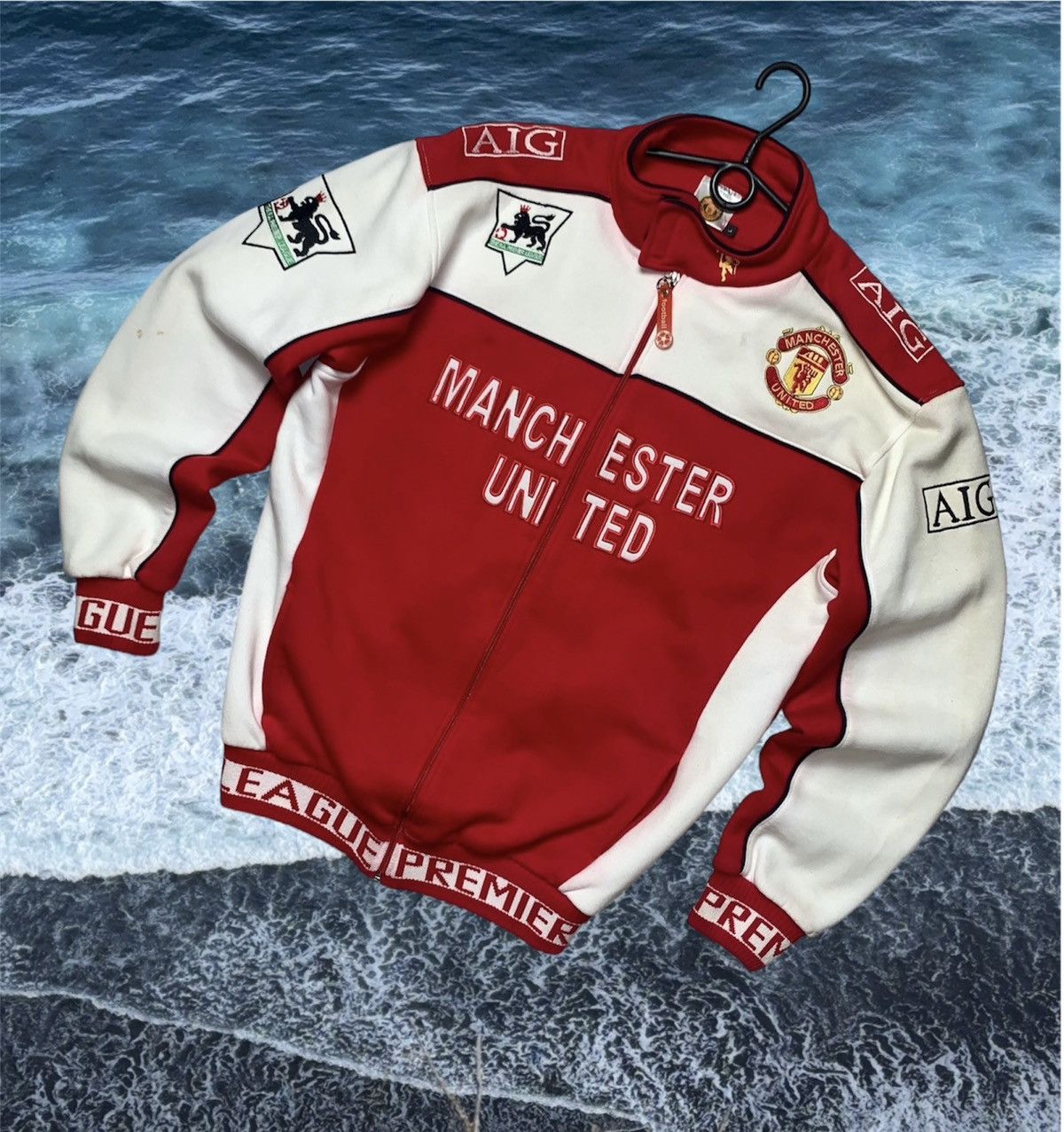Manchester United Soccer Jersey Vintage Vintage Soccer Jacket Bomber Manchester United size L rare Grailed