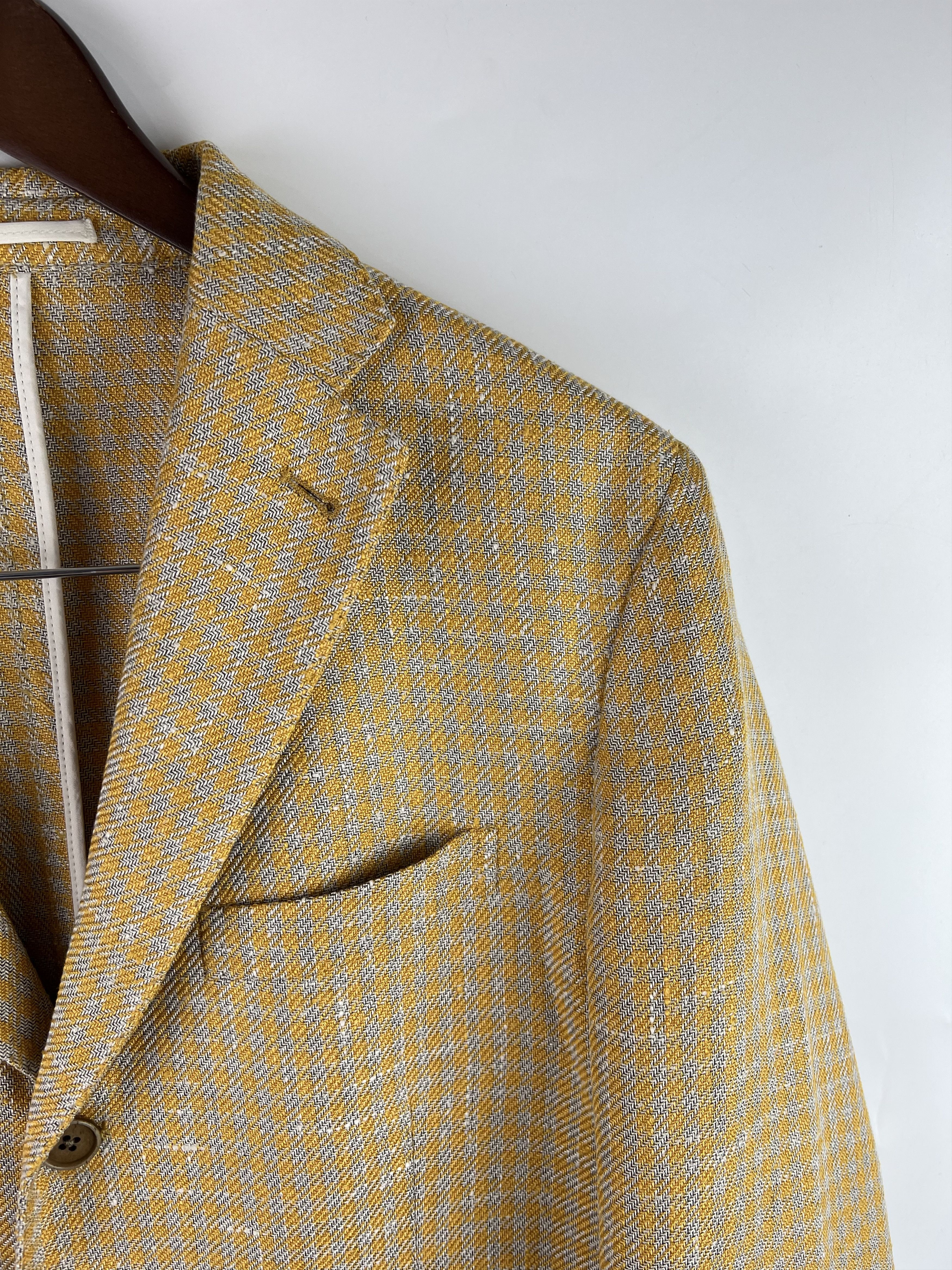 Cantarelli Cantarelli Men's Check Silk Linen Blazer Size 50 Size 50R - 6 Thumbnail