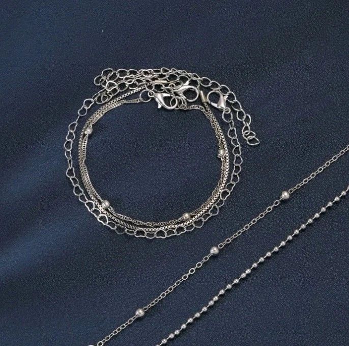 Other 5 Piece Hearts Bracelet Set Silver Retro Bangle Size ONE SIZE - 3 Thumbnail