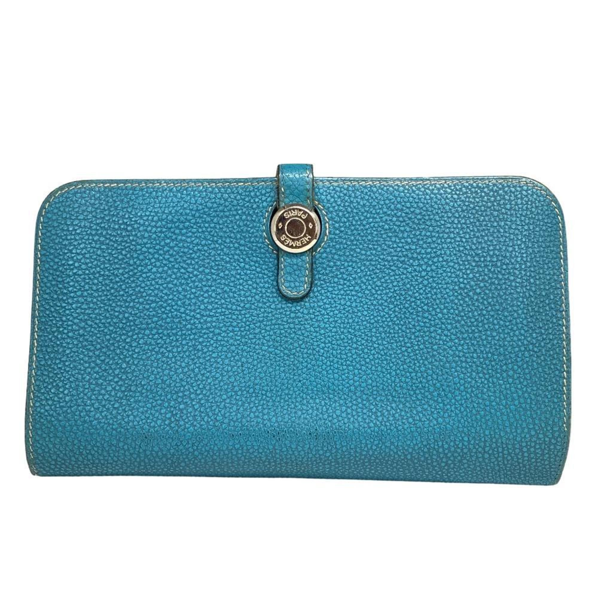 image of Hermes Dogon Gm Long Wallet Blue Unisex Z0006526, Women's
