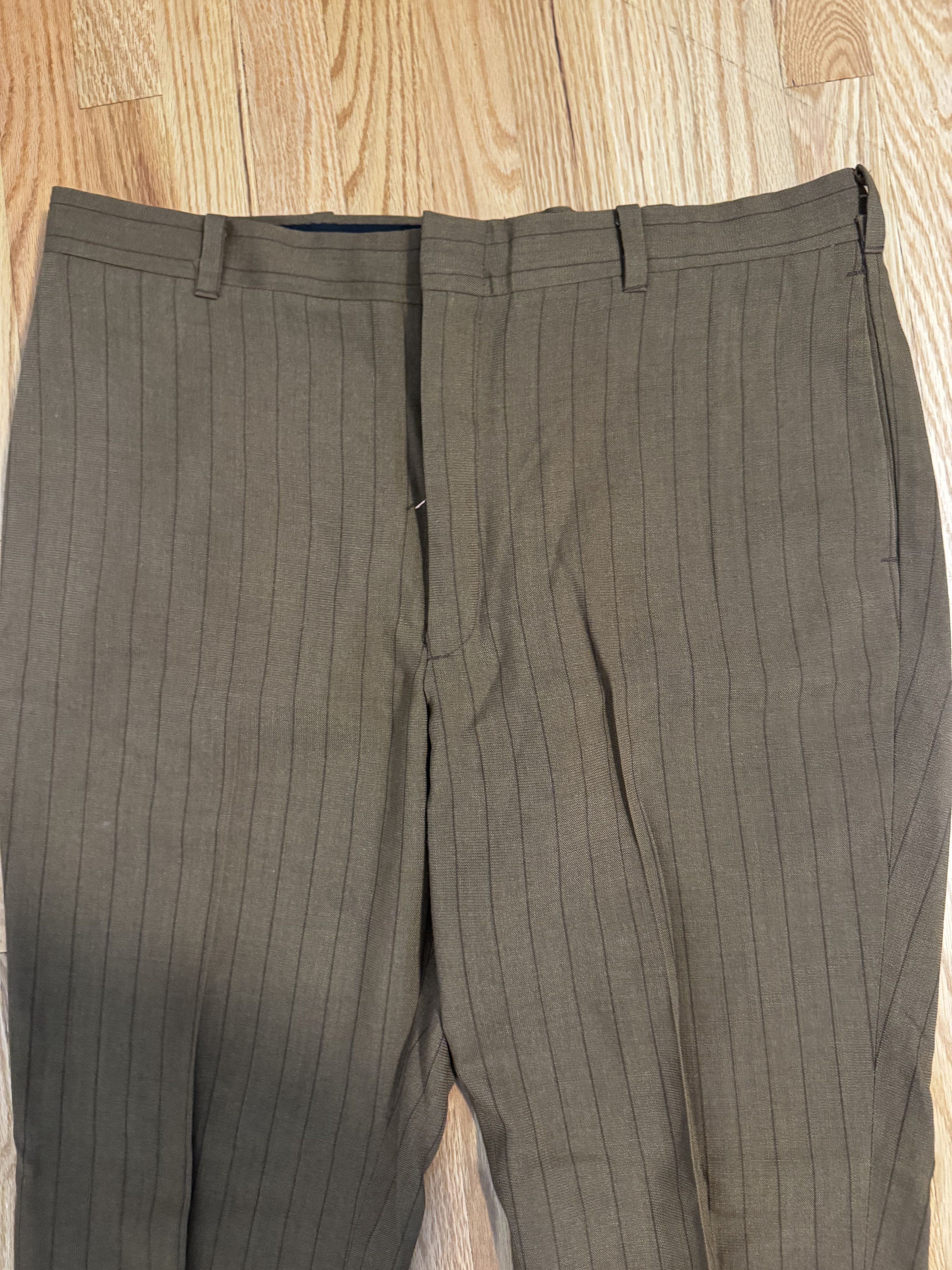 Vintage Vintage Kings Road Brown Mens Pinstripe Trousers - Regular Size US 32 / EU 48 - 2 Thumbnail