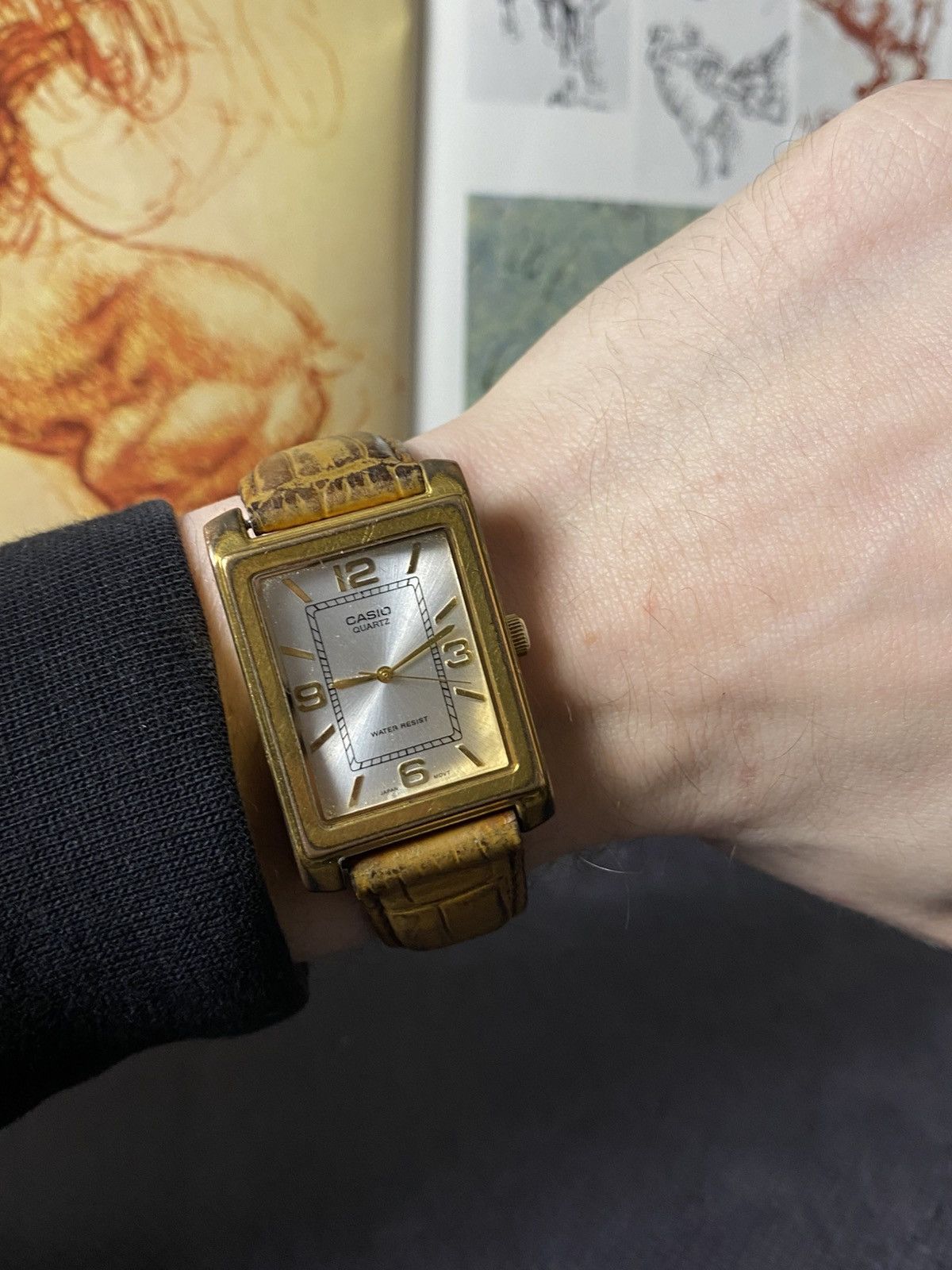 Casio Casio MTP-1234 Gold Tank Watch Square Roman Dial Size ONE SIZE - 2 Thumbnail