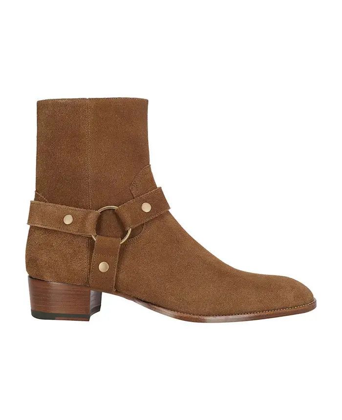 Saint Laurent Paris oc11z0126 443190 Wyatt Harness Boots In Suede in Brown Size US 8 / EU 41 - 1 Thumbnail
