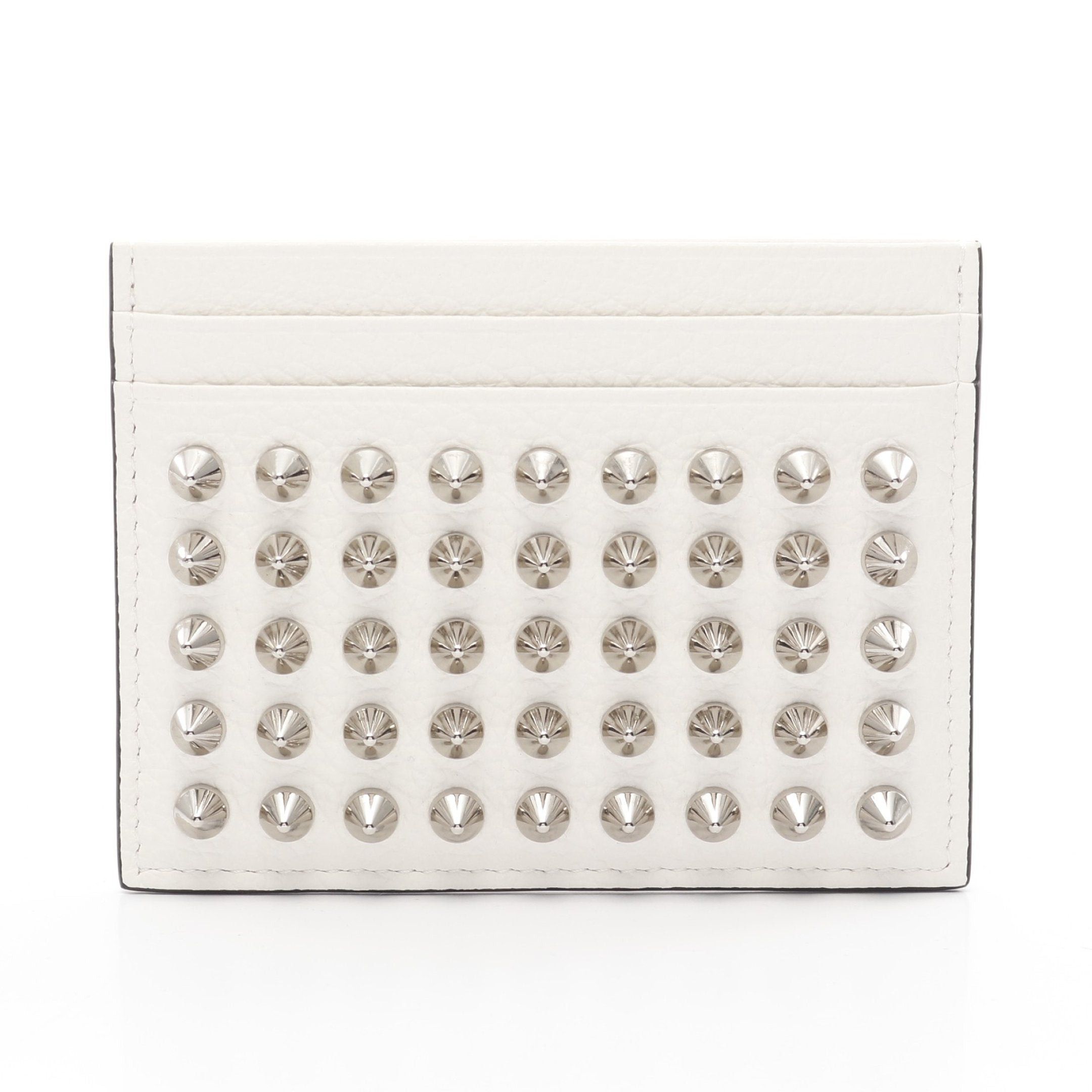 Christian Louboutin Christian Louboutin M Kios Card Holder Case Spike Studs Leather White Size ONE SIZE - 1 Thumbnail