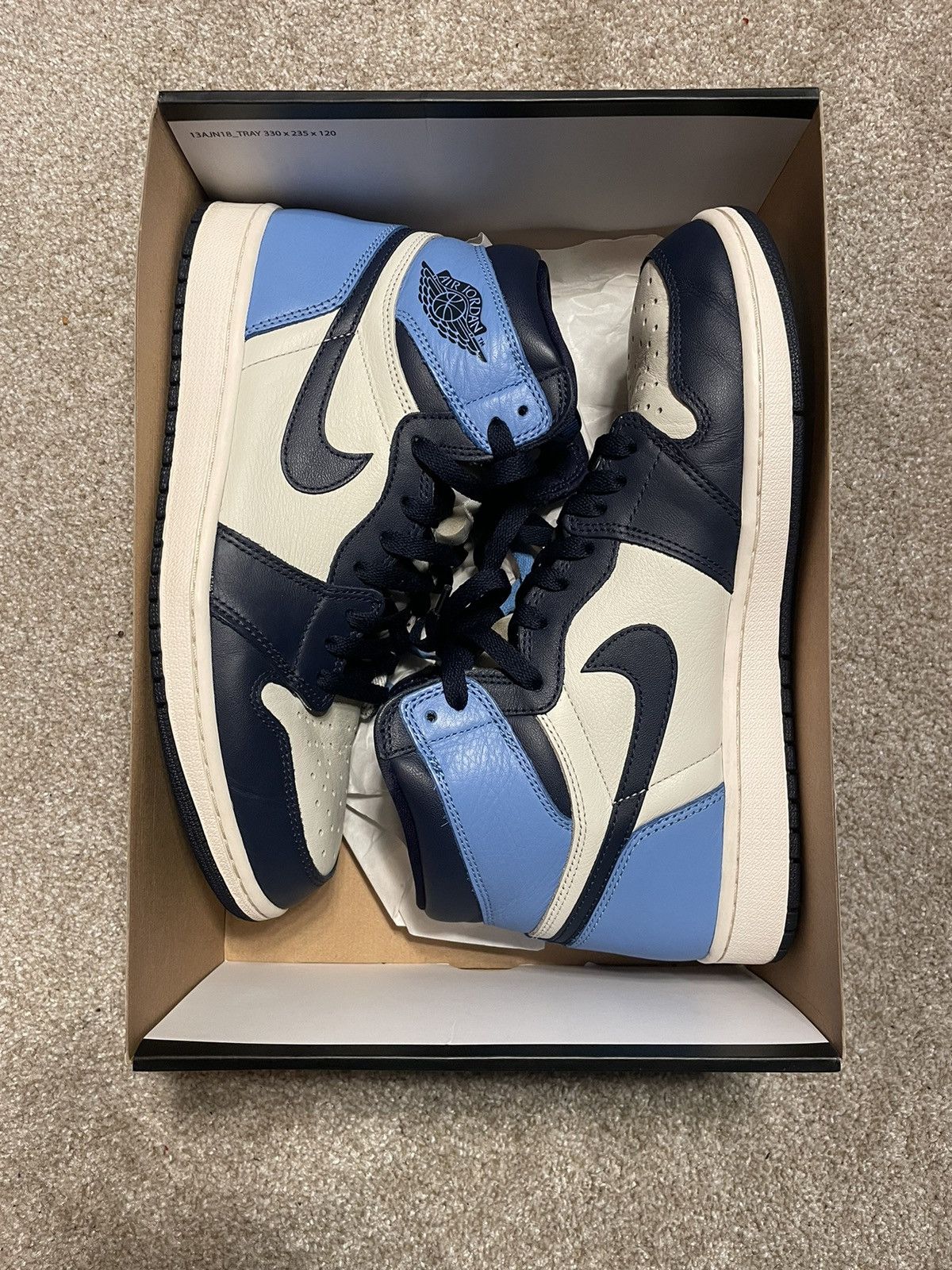 image of Jordan Nike Air Jordan 1 “Obsidian” Shoes in Obsidian Navy, Men's (Size 10)