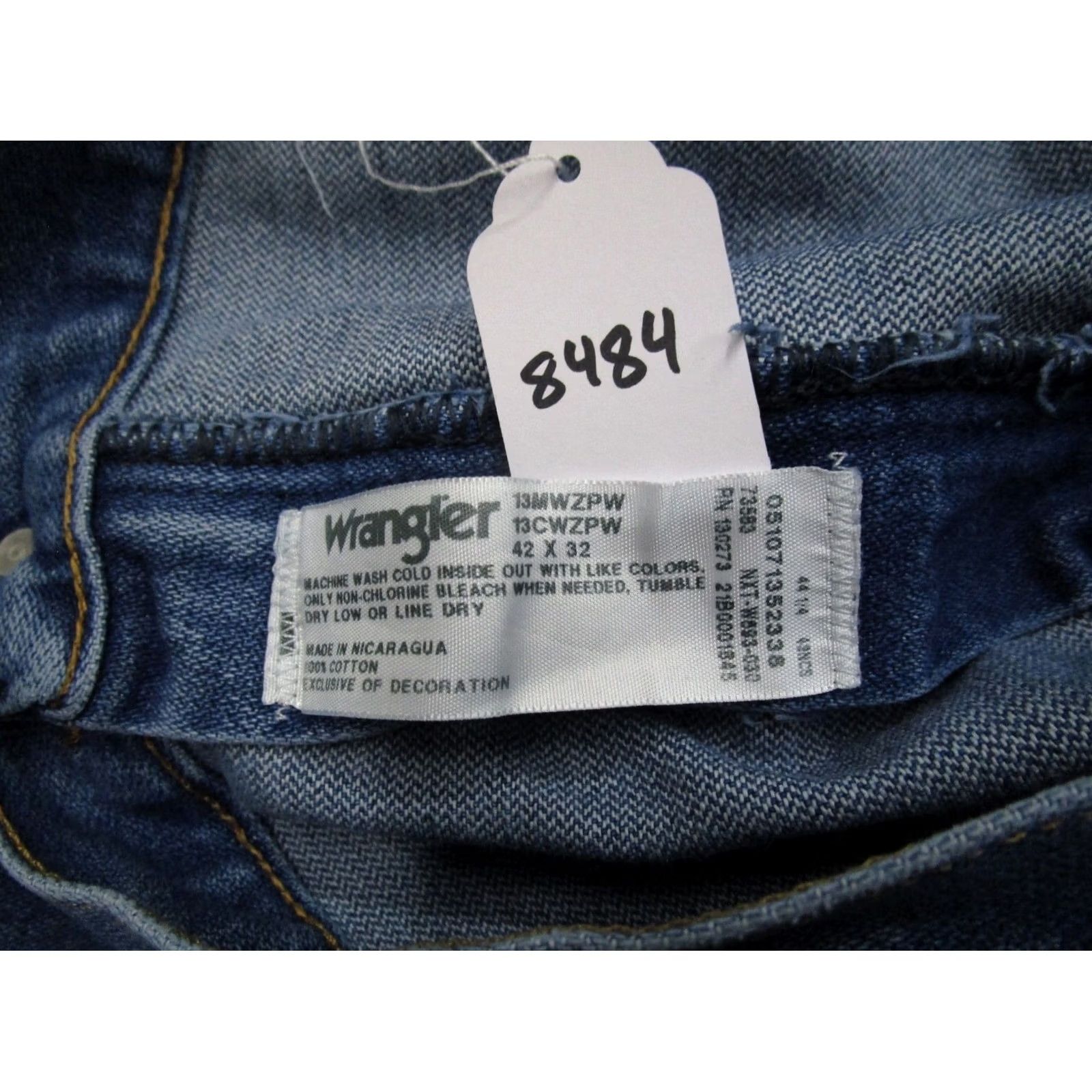 Wrangler Wrangler Jeans Mens 42x32 Light Wash Original Fit Cowboy Cut Denim 5-Pocket Logo Jeans Cowboy Cut Regular Fit Blue Pants Size US 42 / EU 58 - 8 Thumbnail