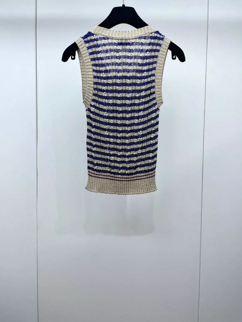 Chanel Chanel 24S gold thread knitted striped vest Size XXS / US 00 / IT 34 - 2 Thumbnail