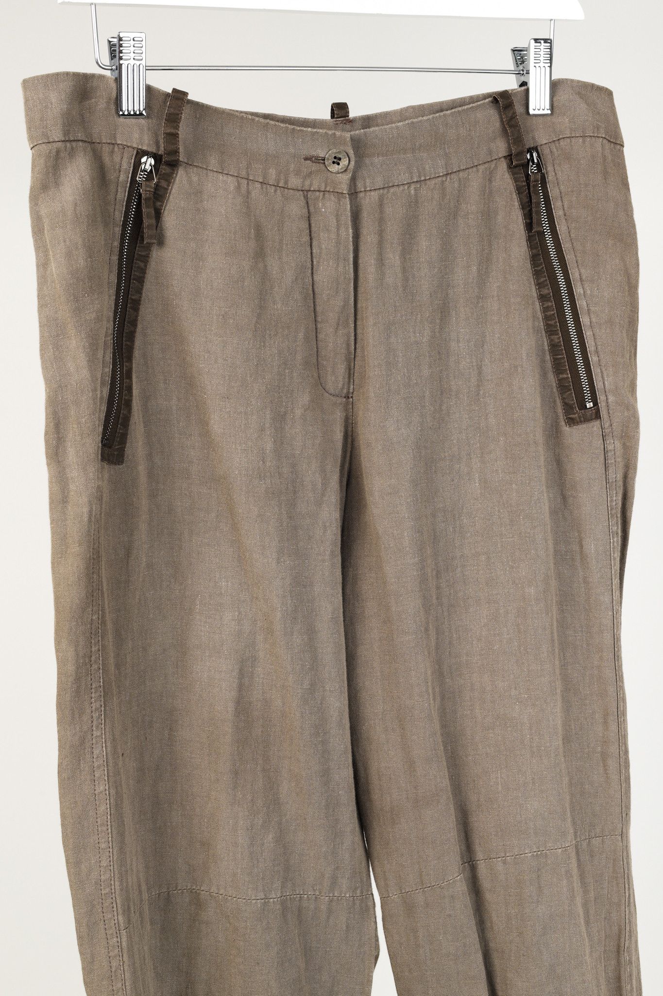 Annette Gortz Annette Gortz Rai Brown Linen Trim-Detail Zip-Pocket Culotte Size 32" / US 10 / IT 46 - 3 Thumbnail
