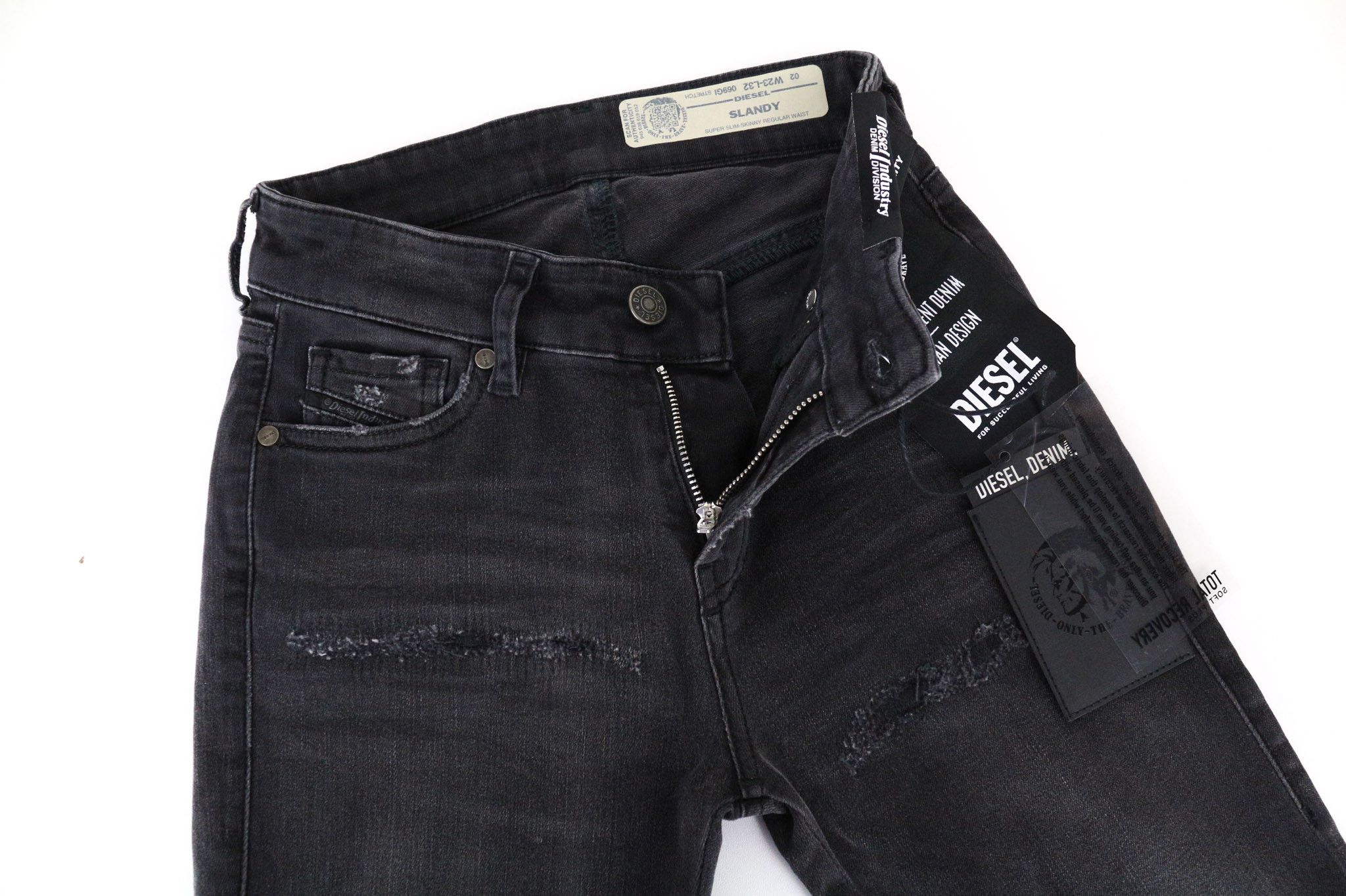 Diesel SLANDY 069GI W23/L32 Grey Stretch Distress Jeans 69899 Size 23" - 5 Thumbnail