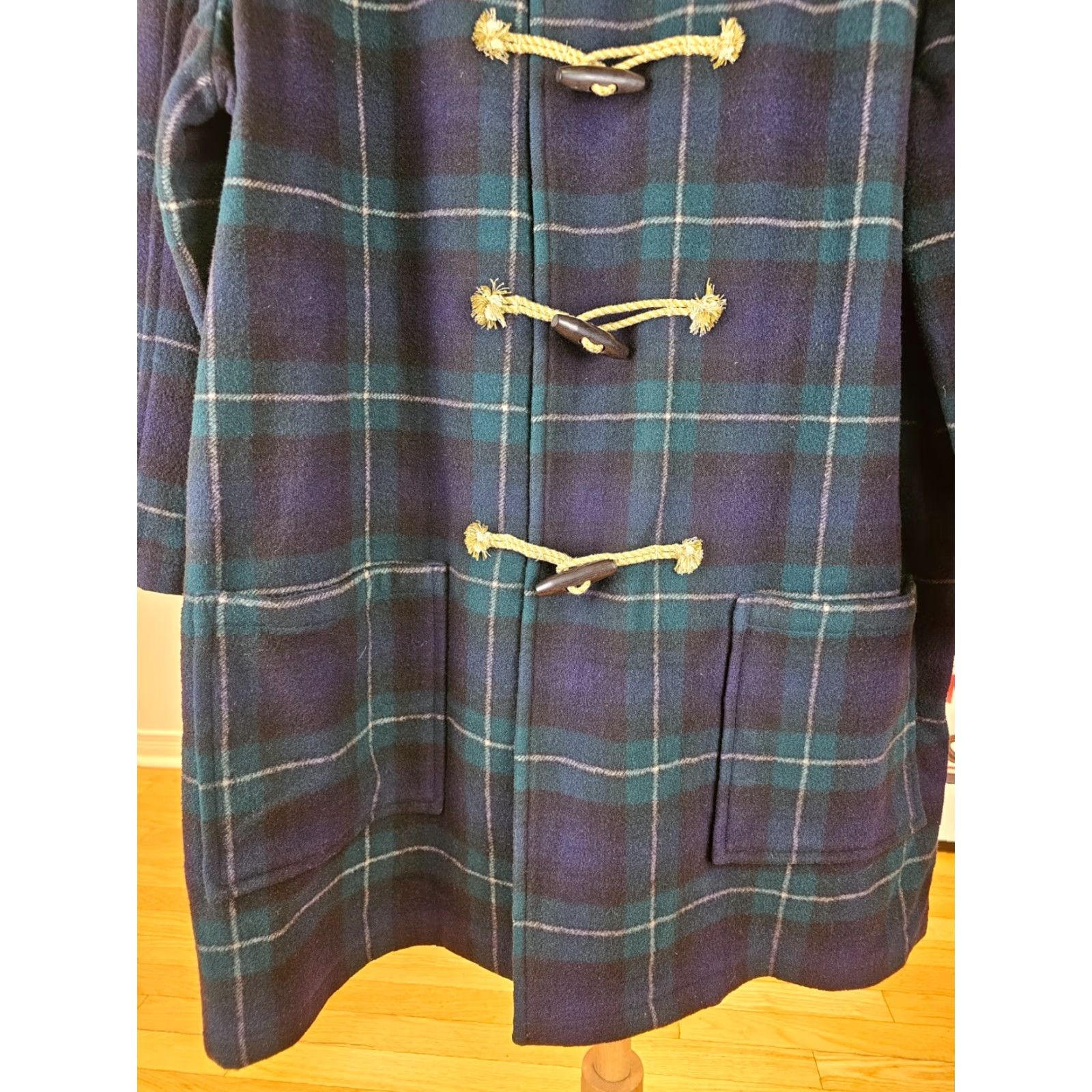Polo Ralph Lauren VINTAGE POLO RALPH LAUREN PLAID CHECK WOOL DUFFLE COAT SZ XLARGE COAT Mens Duck Wool Duﬀle 90's Green Size US XL / EU 56 / 4 - 3 Thumbnail