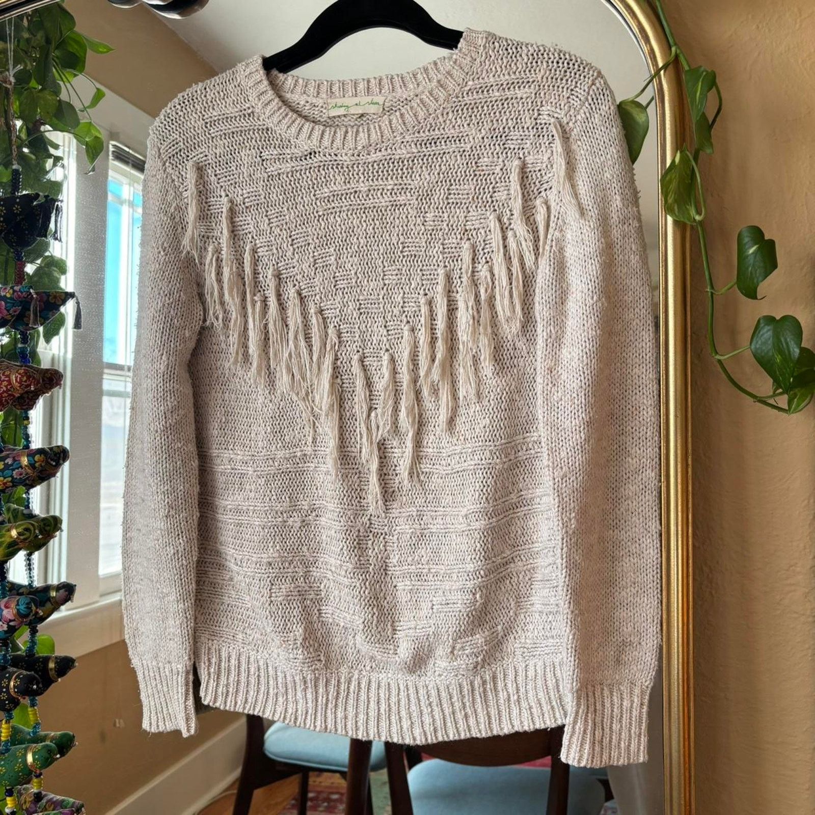 Urban Outfitters Staring at Stars Urban Outfitters Cream Fringe Sweater XS Size XS / US 0-2 / IT 36-38 - 2 Thumbnail
