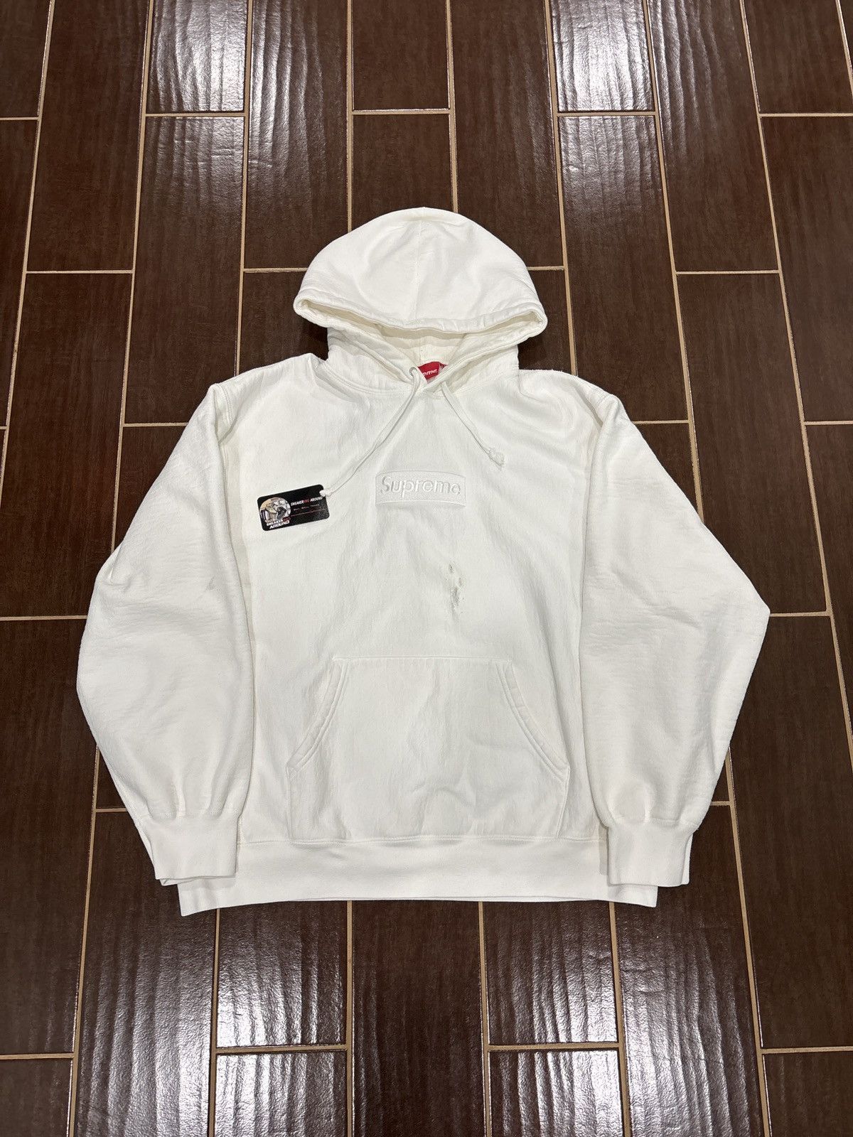 USED Supreme Box Logo Hoodie FW23 White Size XL