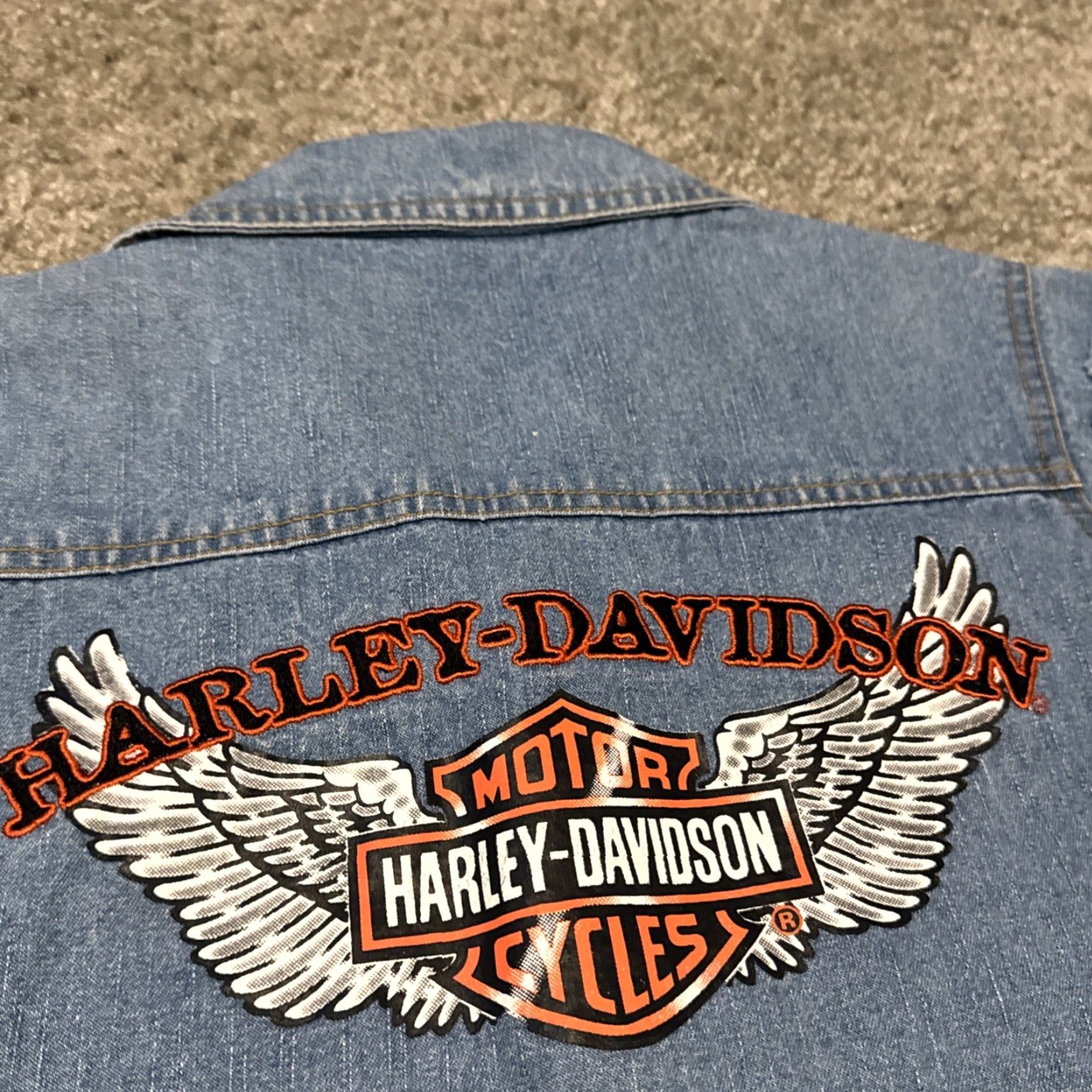 Denime VINTAGE Harley Davidson Motorcycles Women’s Denim Biker Vest Small XS-? Size 28" / US 6 / IT 42 - 3 Thumbnail