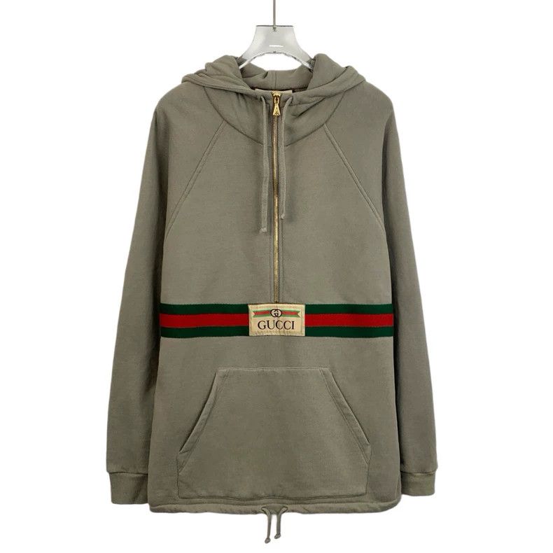 Gucci Gucci Brown-green webbing logo embroidery cotton hooded dra Size US XS / EU 42 / 0 - 1 Thumbnail