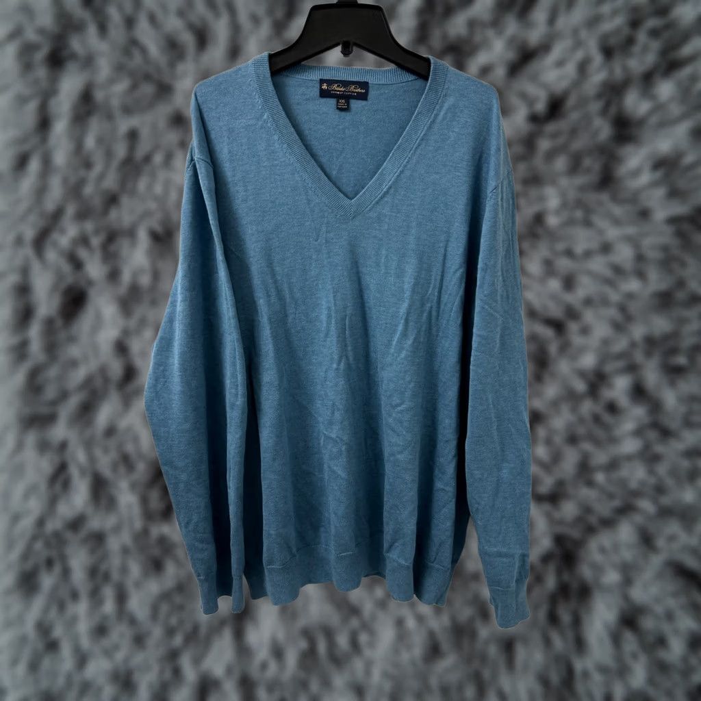 Brooks Brothers Brooks Brothers Sweater Mens 2XL Blue Supima Cotton V-Neck Pullover Sweatshirt Size US XXL / EU 58 / 5 - 1 Thumbnail